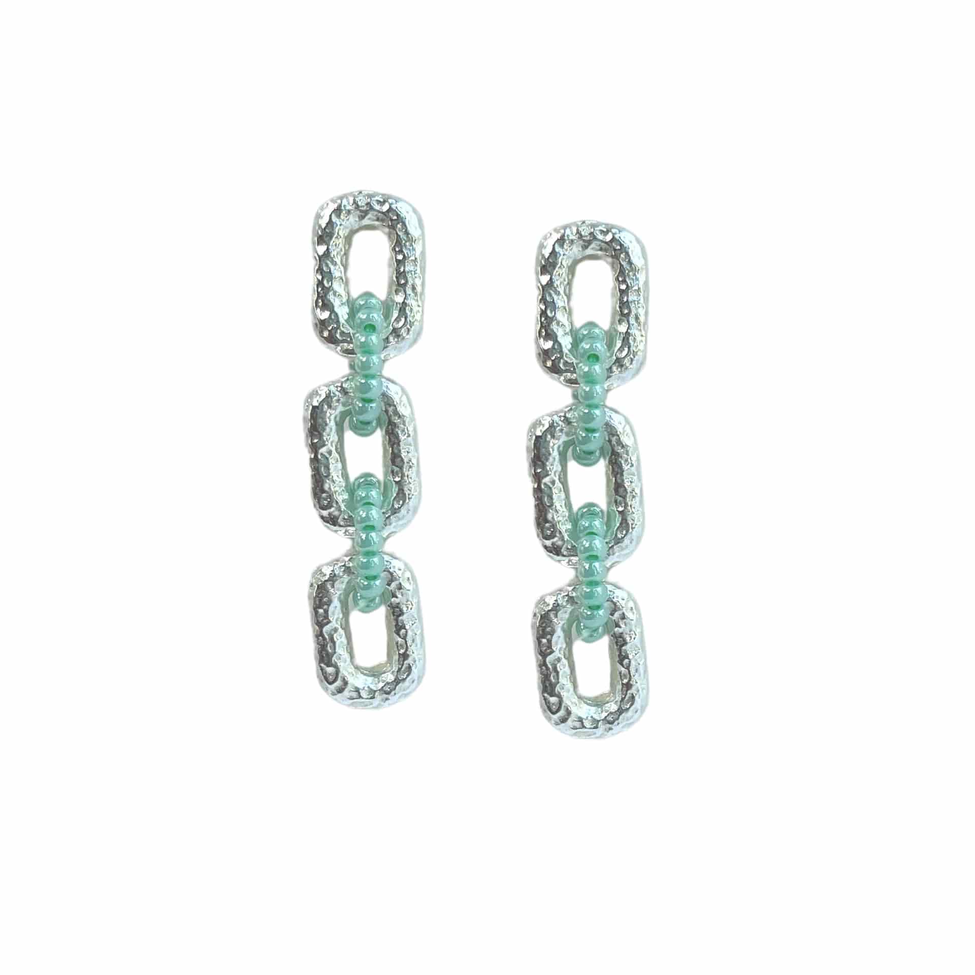 Connected Mini Link Beaded Earrings - miniatura 2