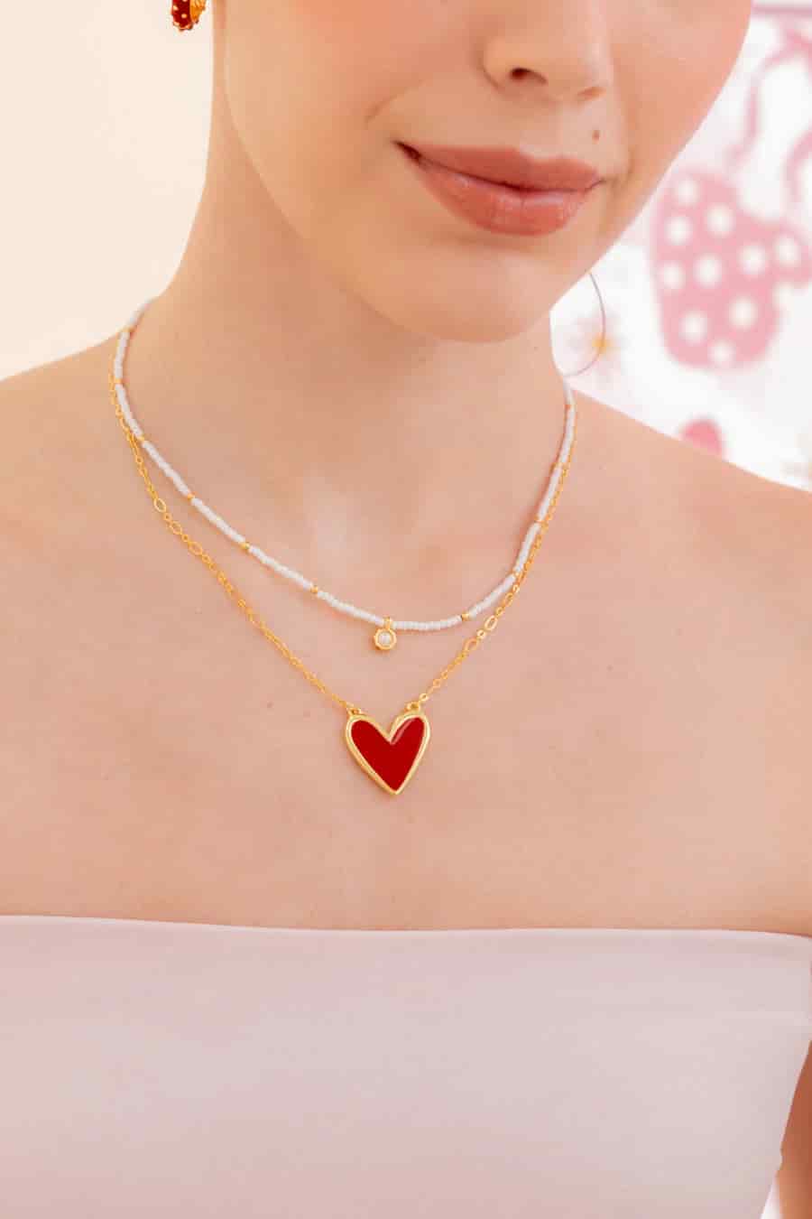 Collar X2 Layering Corazón + Aretes - miniatura 1