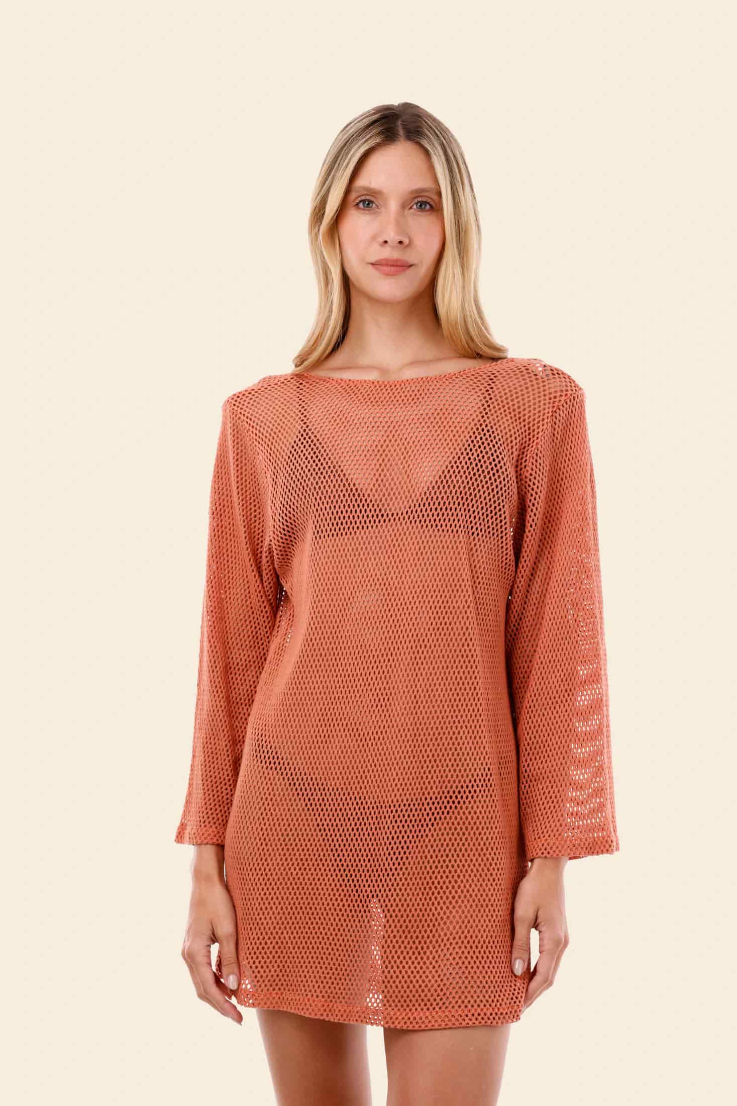 Salmon Mesh Malla Apogeo Dress - miniatura 3