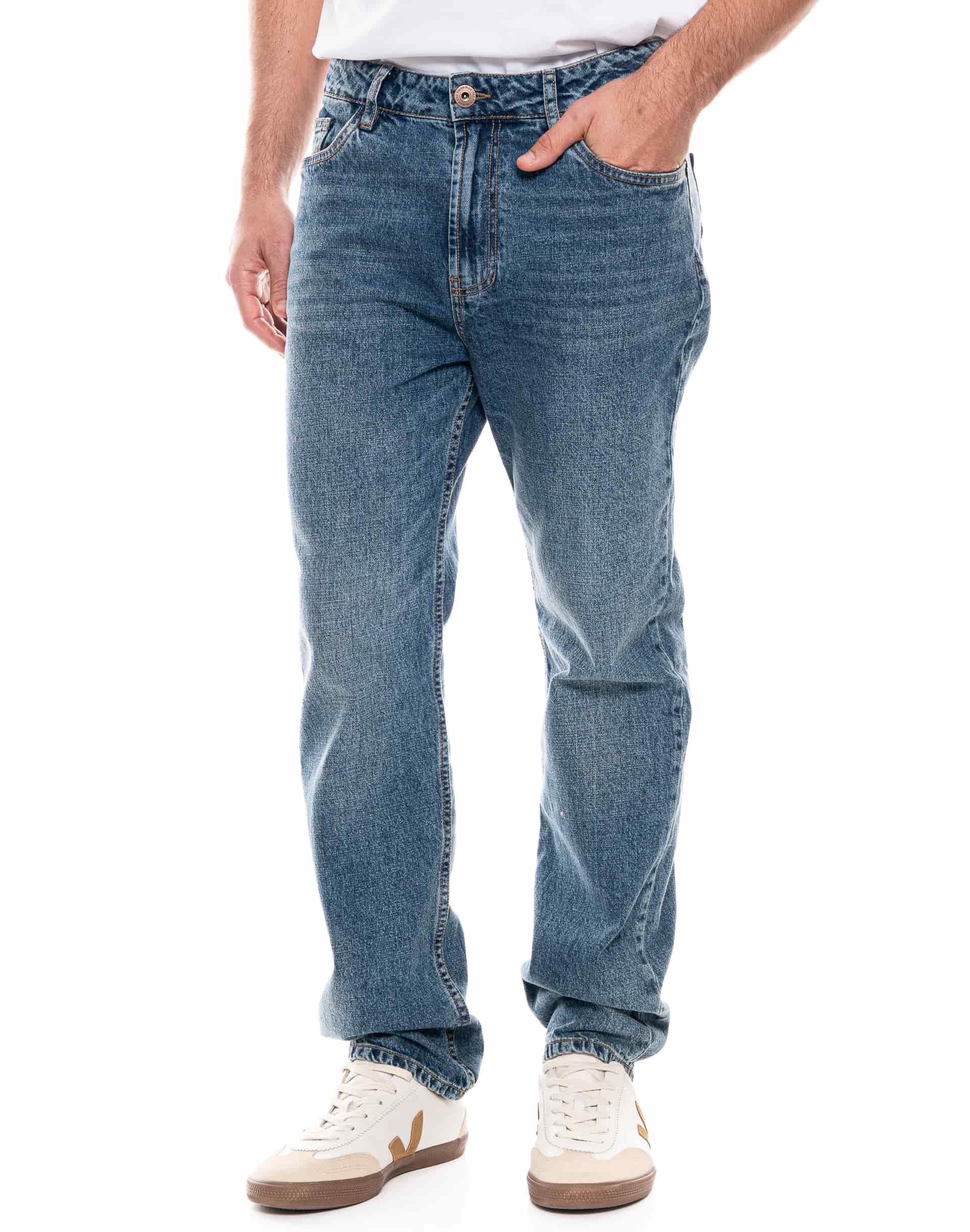 Jeans Regular Fit Tono Medio - miniatura 5