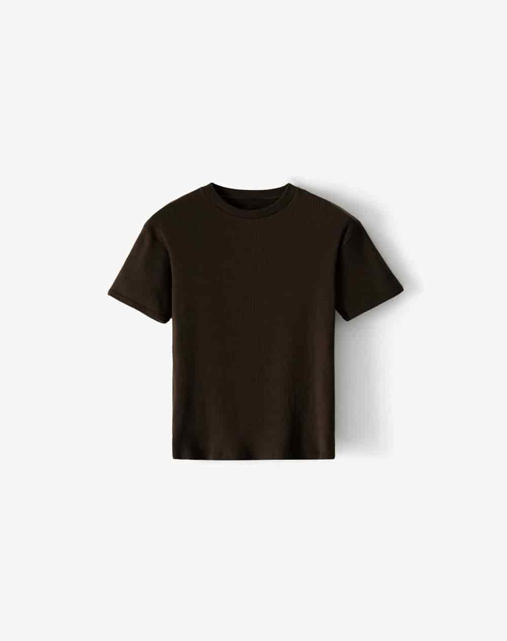 Camiseta slim rib algodón chocolate hombre - miniatura 1