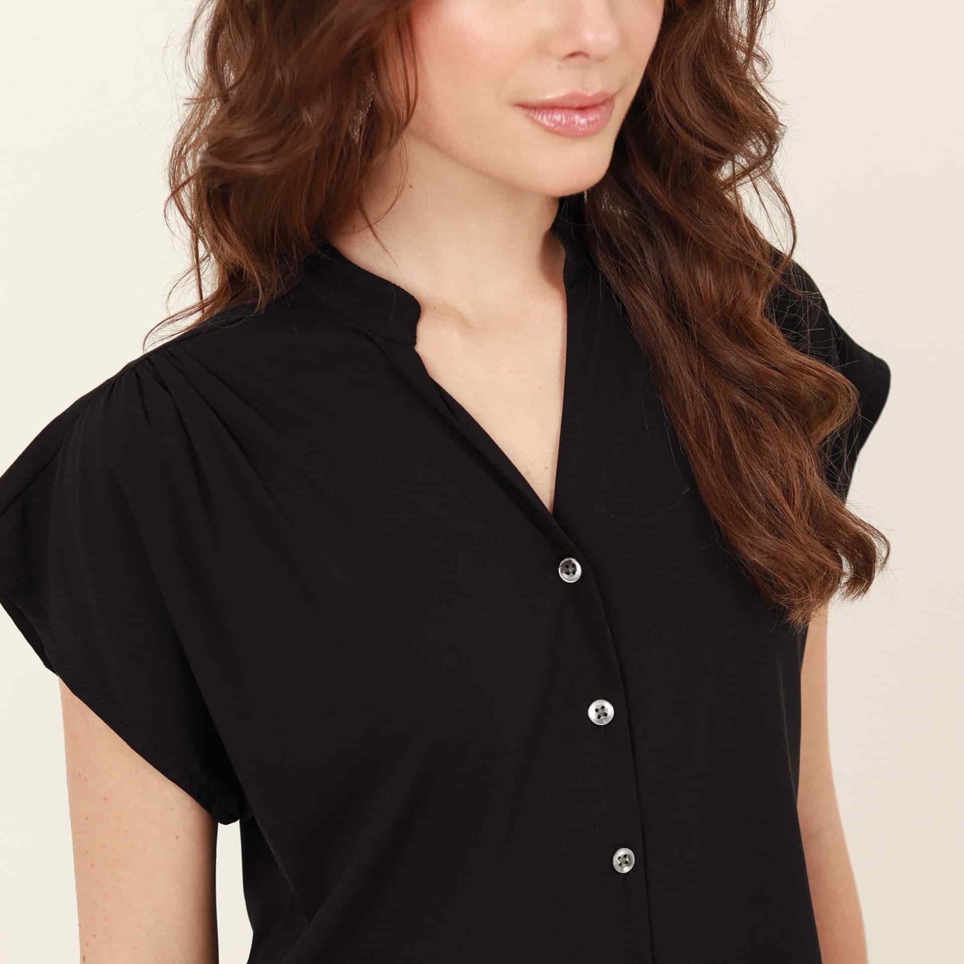 Blusa abierta cuello nerú manga sisa rodada - miniatura 16