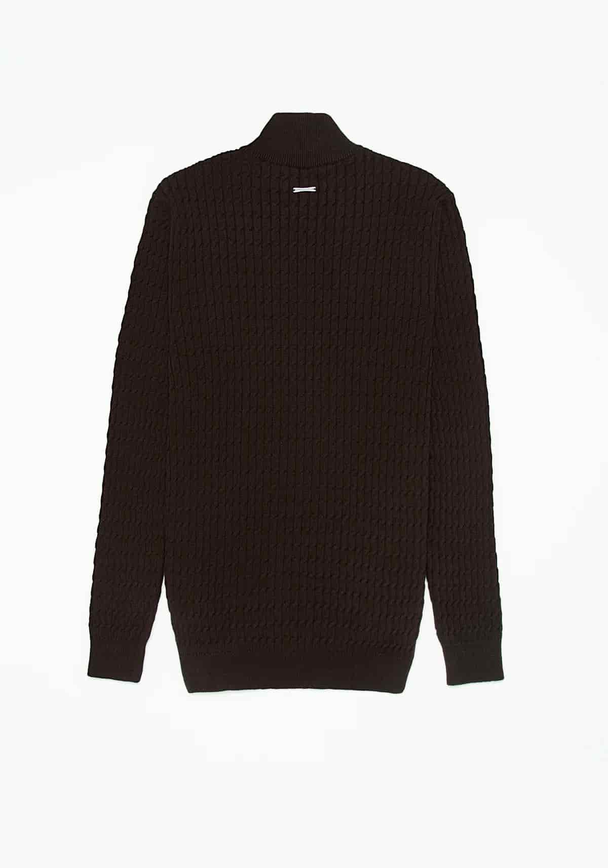 Saco Trenzado Half Zip Algodón Chocolate - miniatura 4