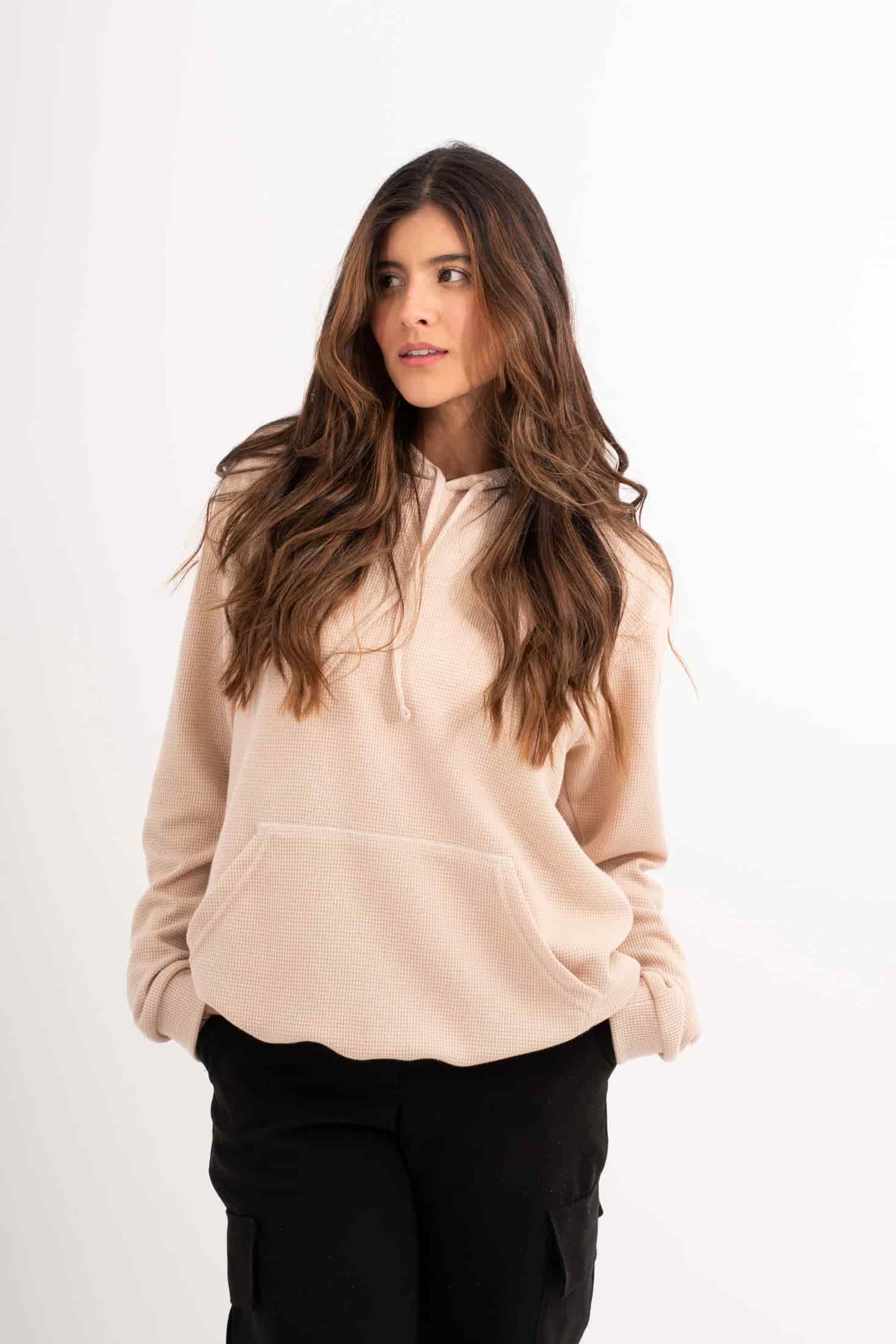 HOODIE BEIGE UNISEX- BÁSICO - miniatura 6
