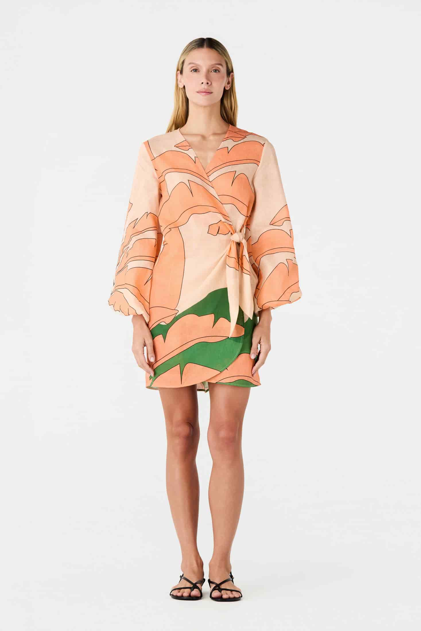Hojarasca Linen Mini Tunic Dress / Peach Palms - miniatura 2