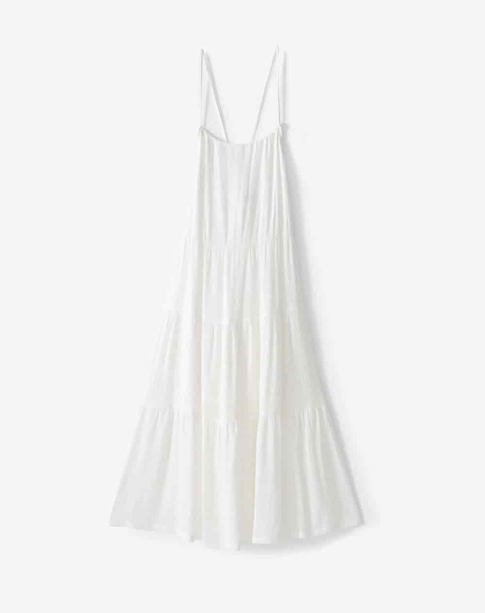 Vestido largo bloques blanco mujer - miniatura 1