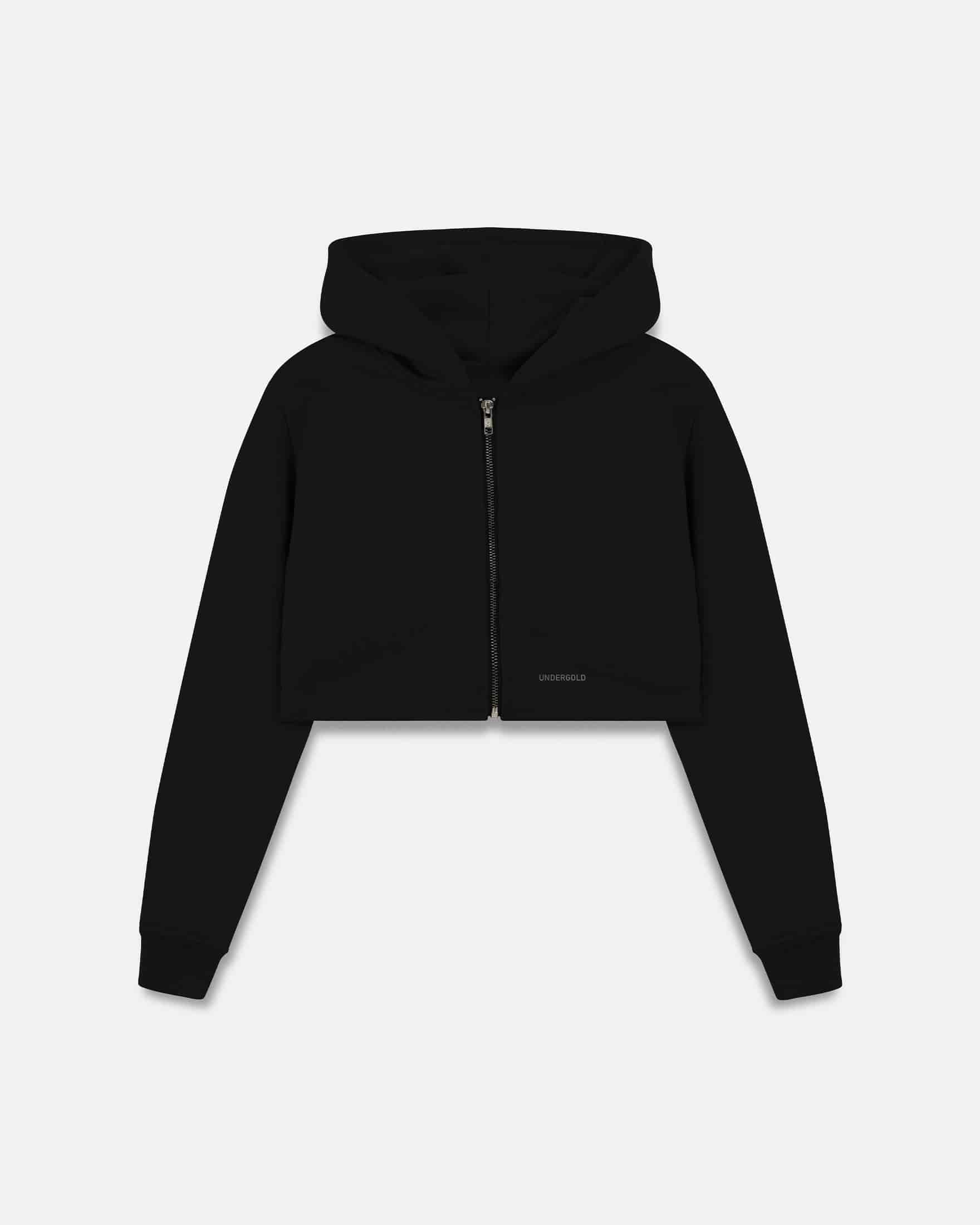 Line Basic Slim Fit Zip Up Cropped Hoodie Black - miniatura 1