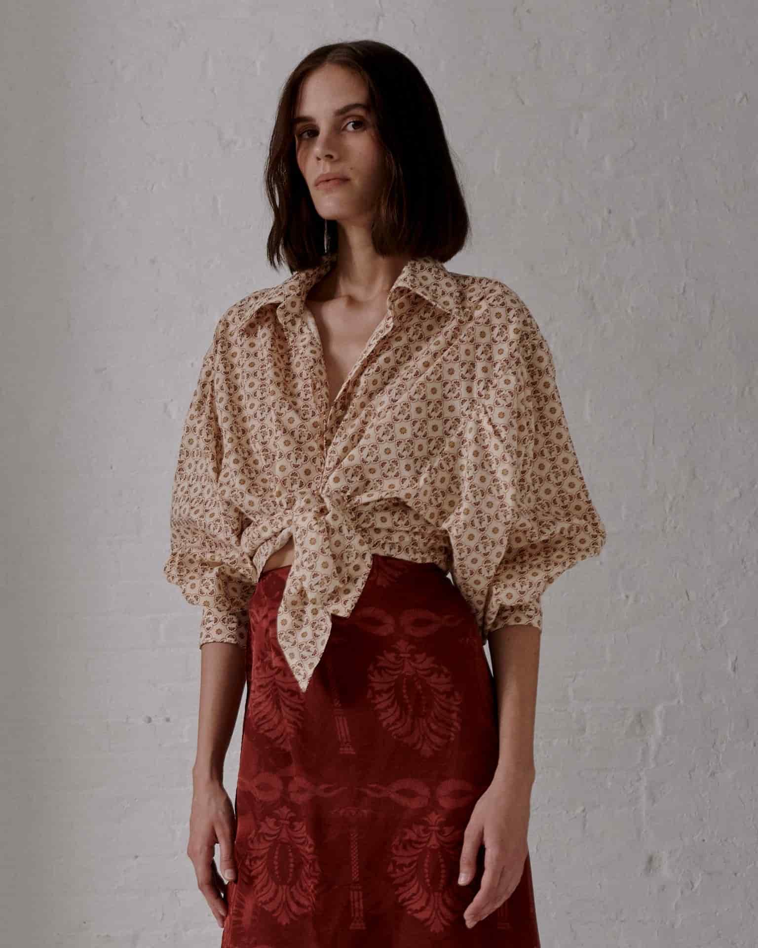 Barnes Cotton Bio Shirt / Beige May Flower - miniatura 2