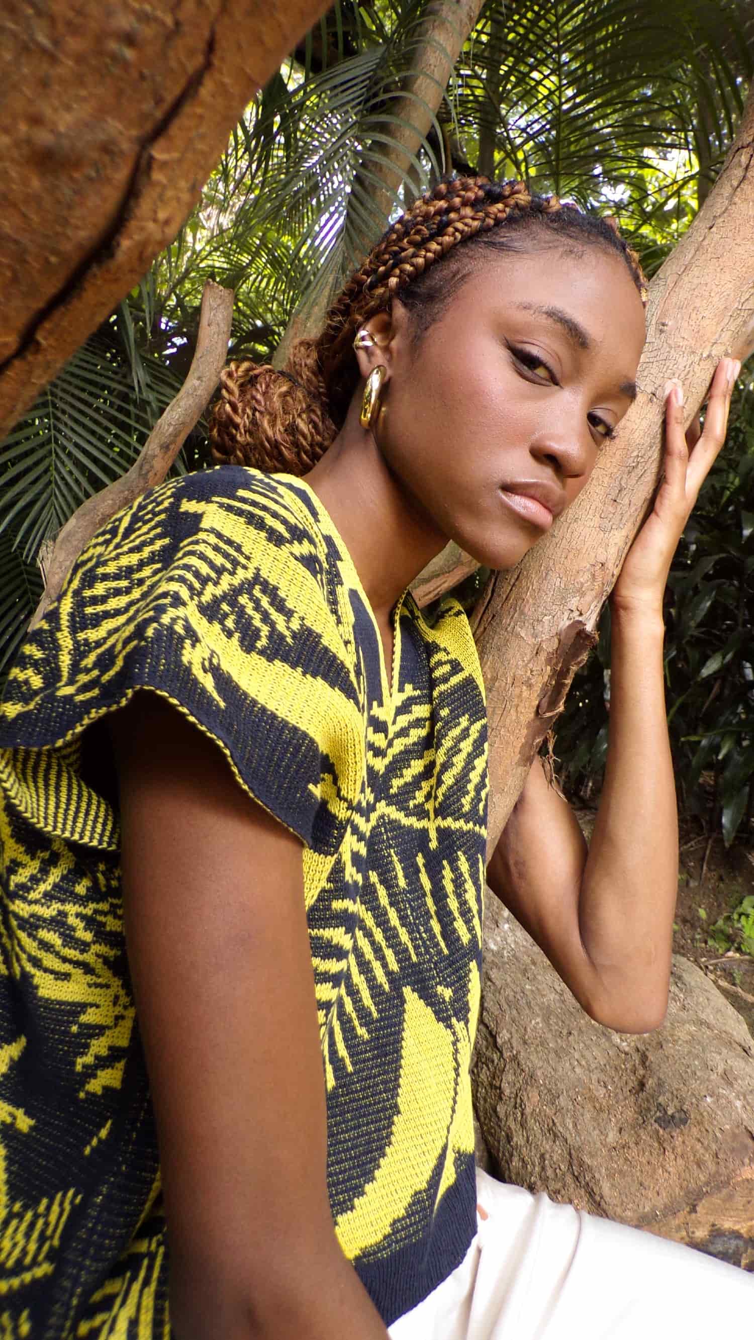 Blusa Palmas - azul oscuro y amarillo - miniatura 2