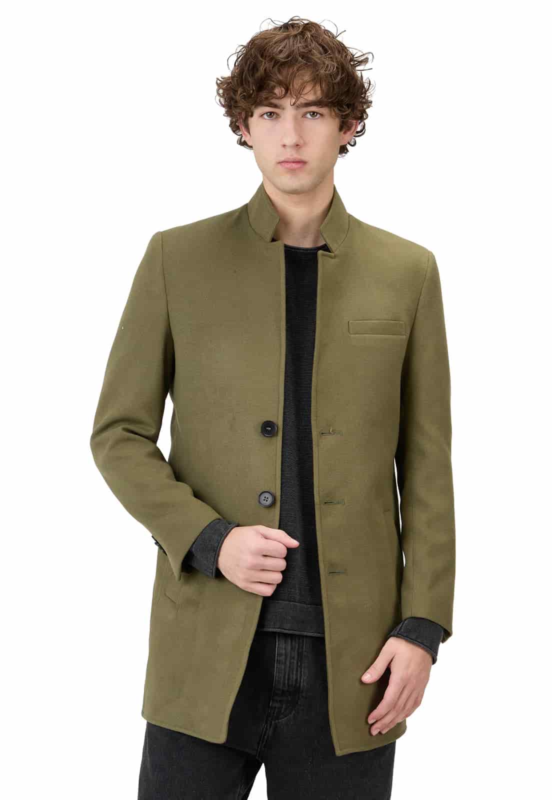 Abrigo cuello neru o mao verde hoja seca - miniatura 5
