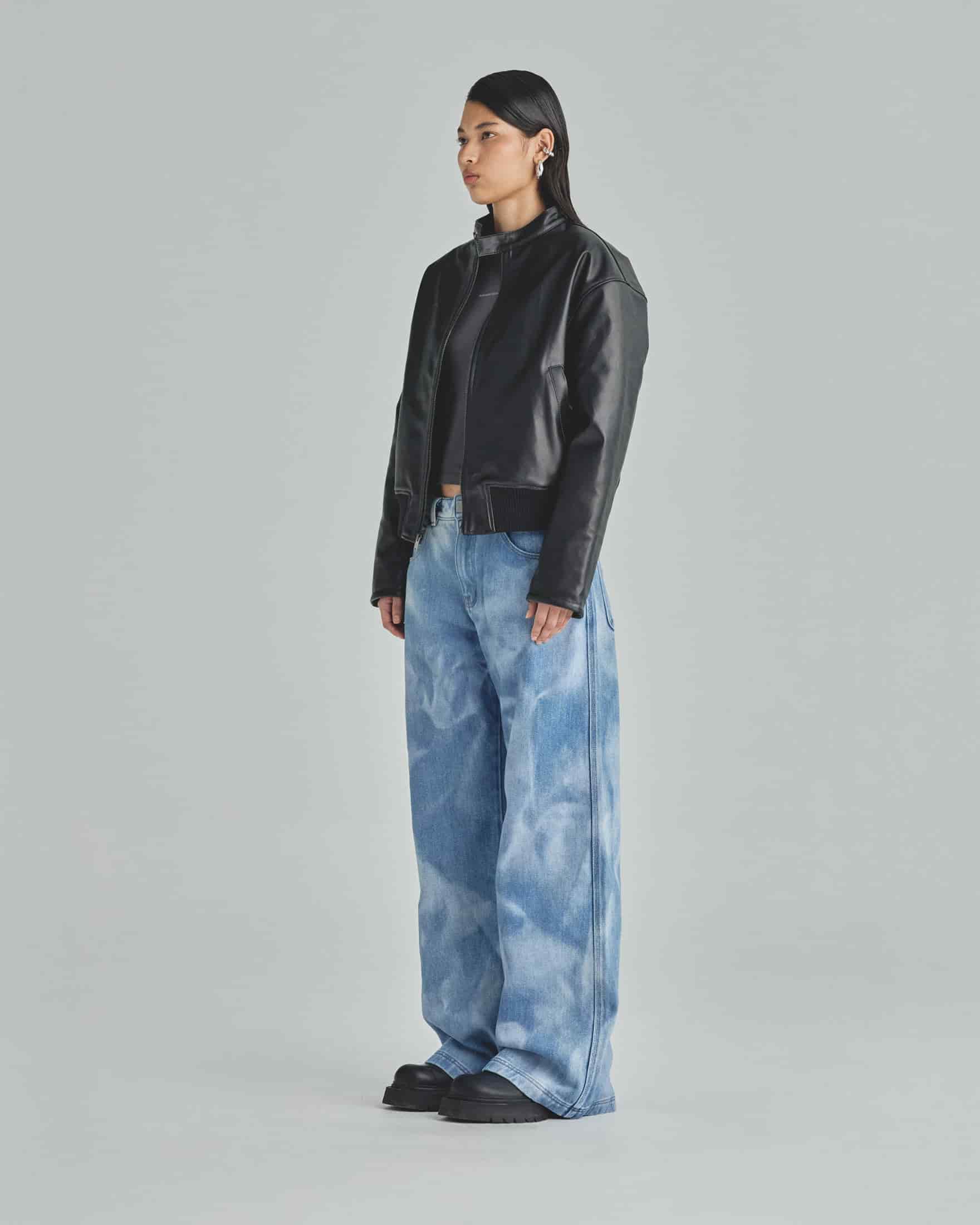 Spring Worn Logo Biker Jacket Black - miniatura 5