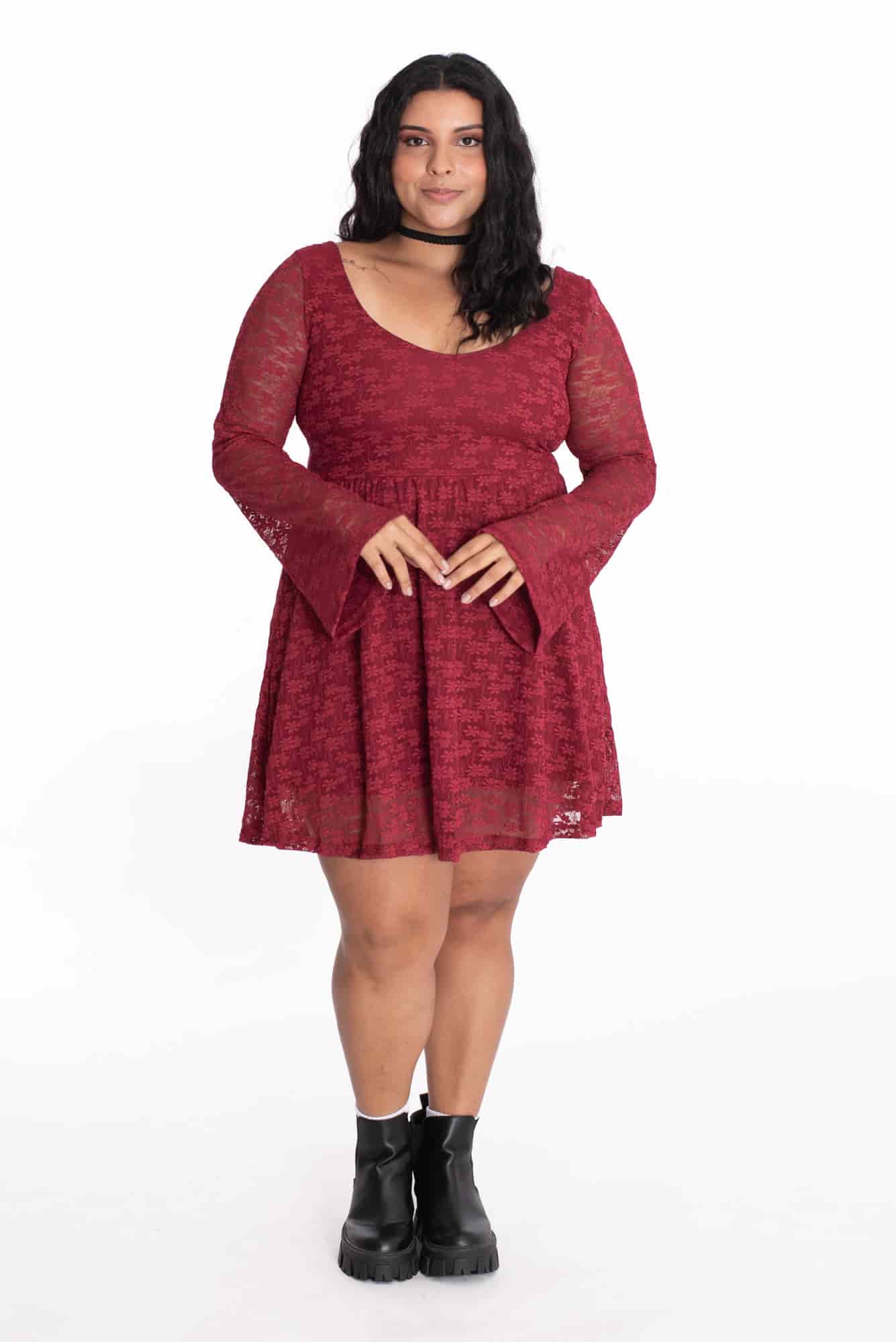 Vestido Florencia Vinotinto - miniatura 1