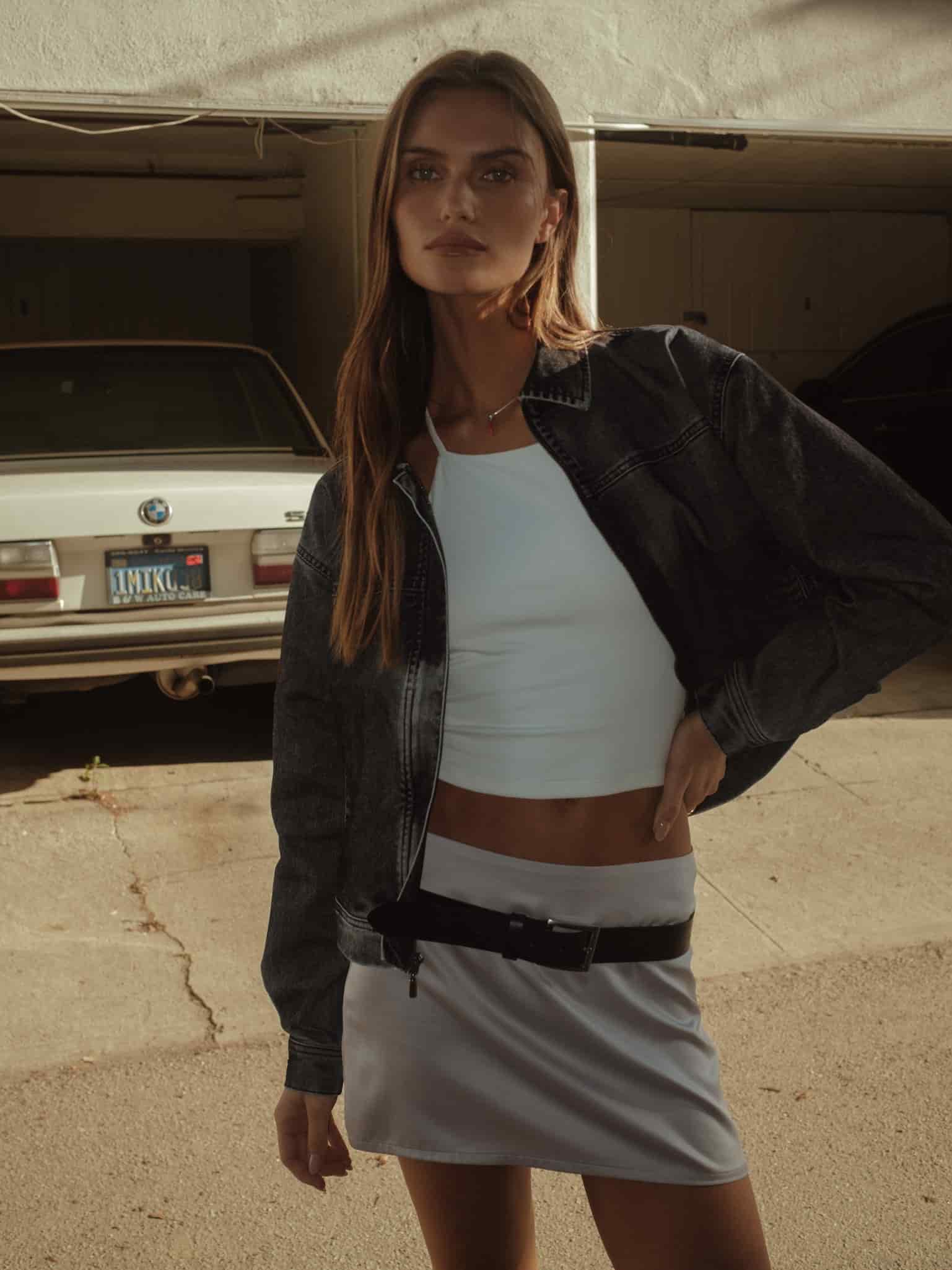 SATIN MINI SKIRT - SILVER - miniatura 3