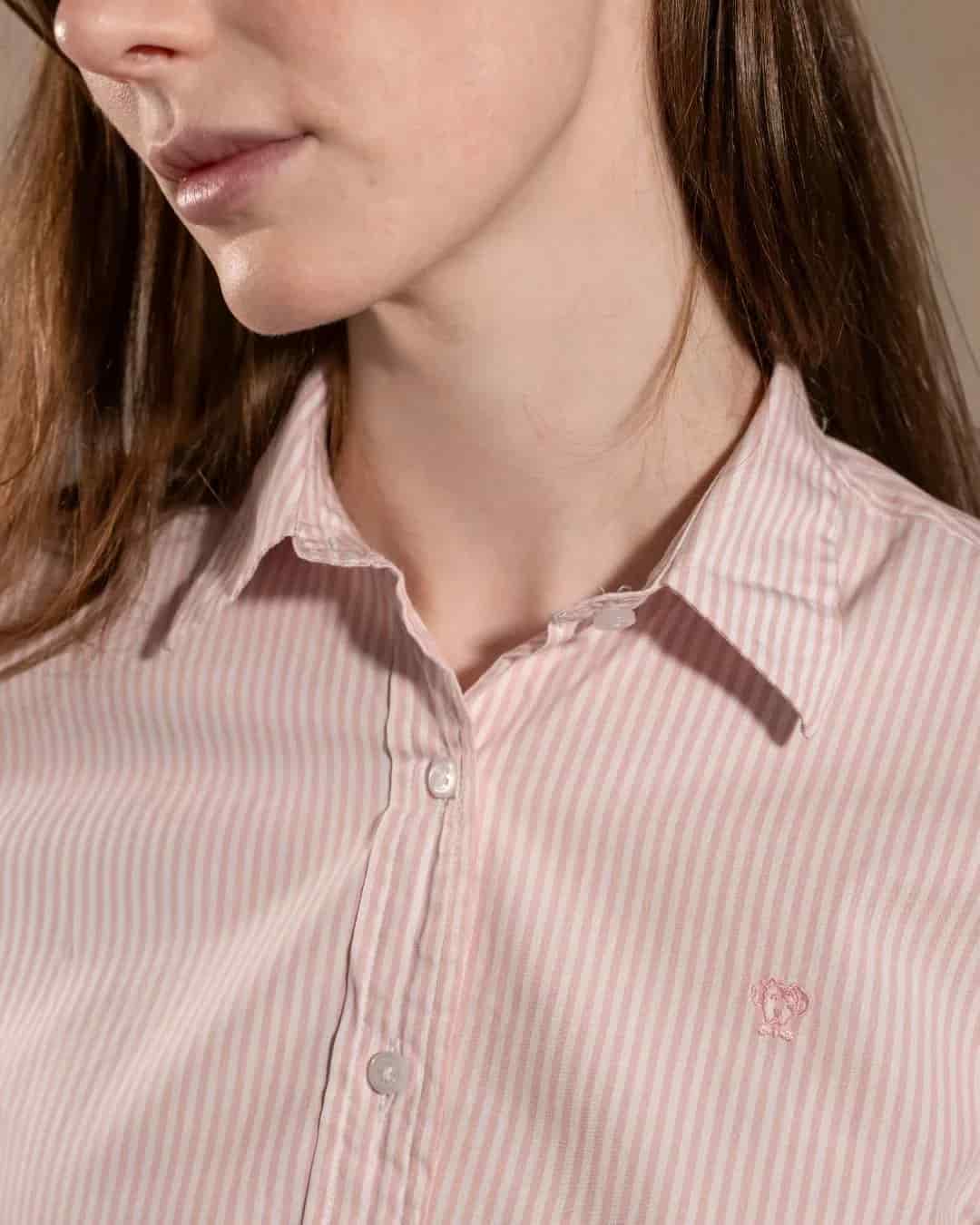 Camisa Antimanchas de Mujer Popelina Rayas Rosadas - miniatura 5