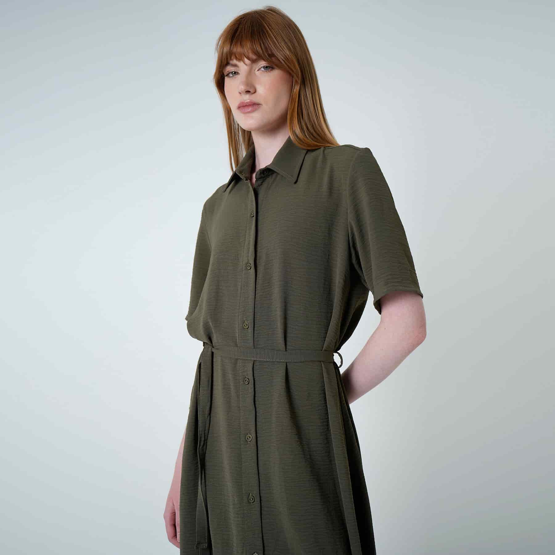 Vestido camisero midi con lazo para ajustar en cintura - miniatura 9