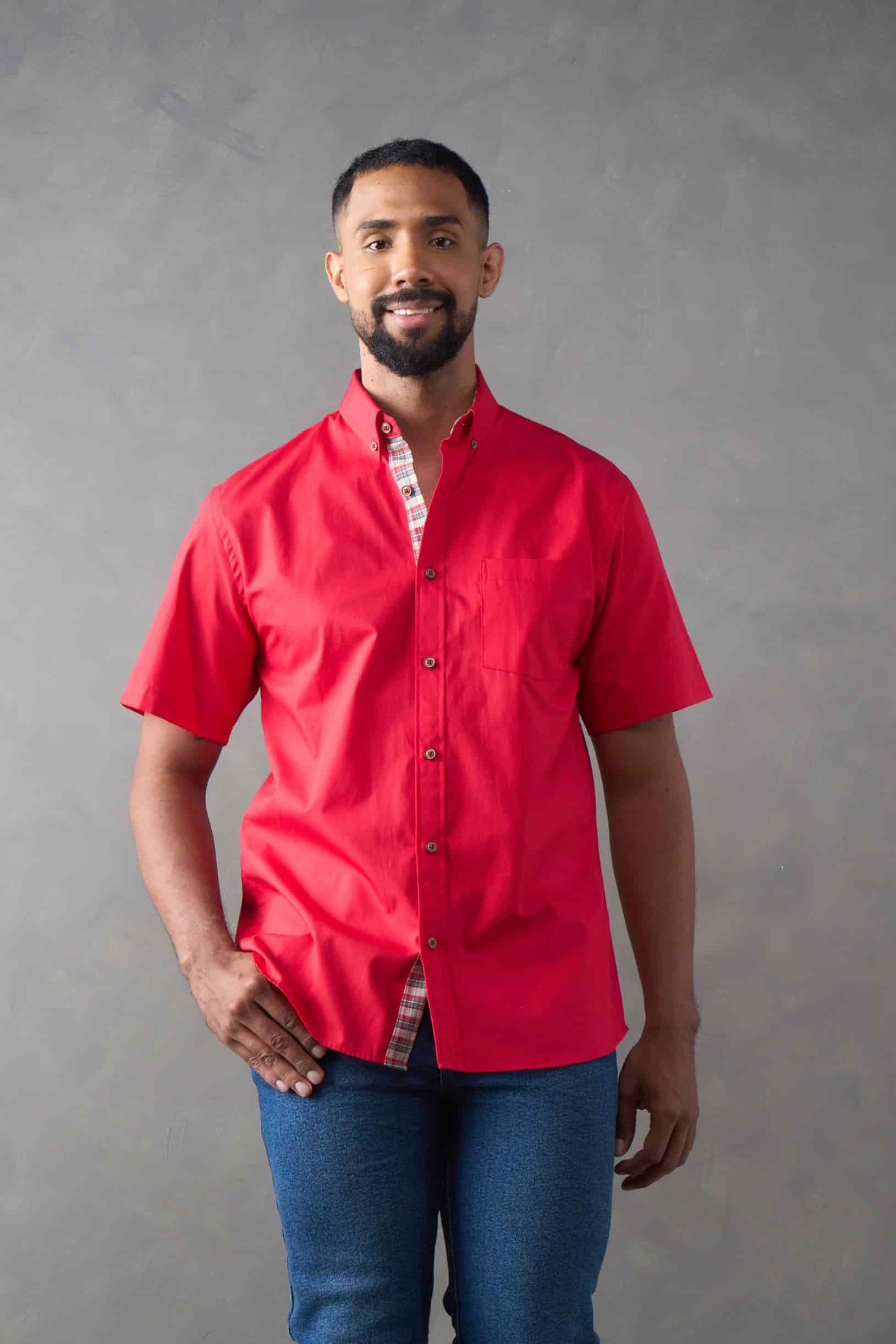 Camisa regular fit manga corta rojo - miniatura 1