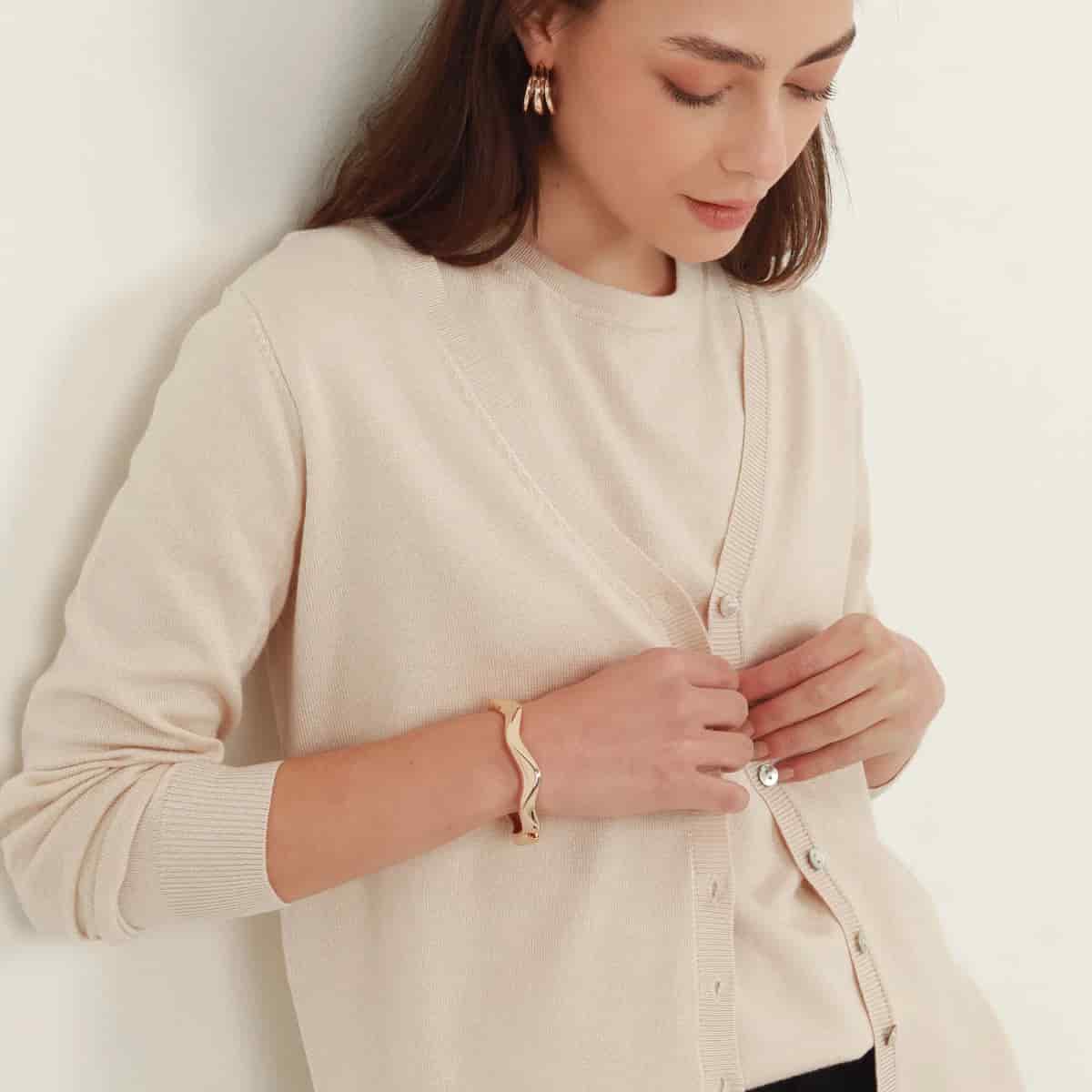 Sweater cardigan con botones manga larga - miniatura 9