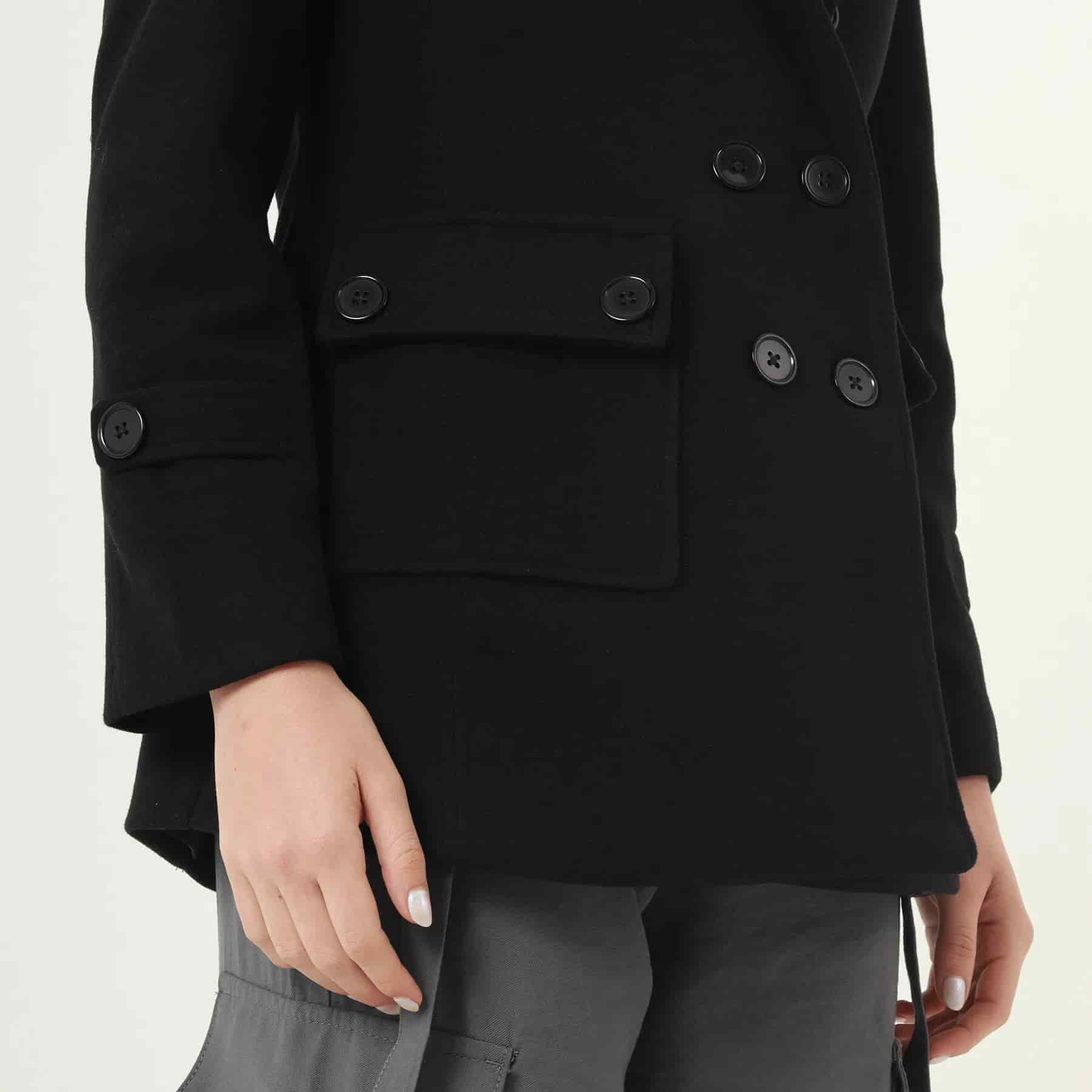 Chaqueta abrigo trench cruzado cuello solapa con capucha - miniatura 3