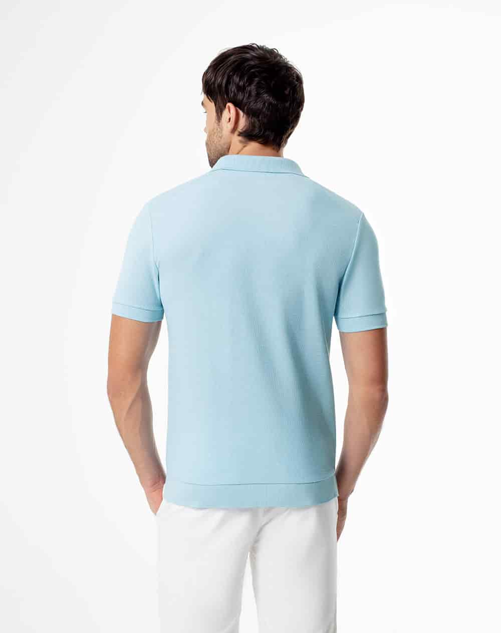 Polo regular tejido de punto algodón azul hombre - miniatura 2