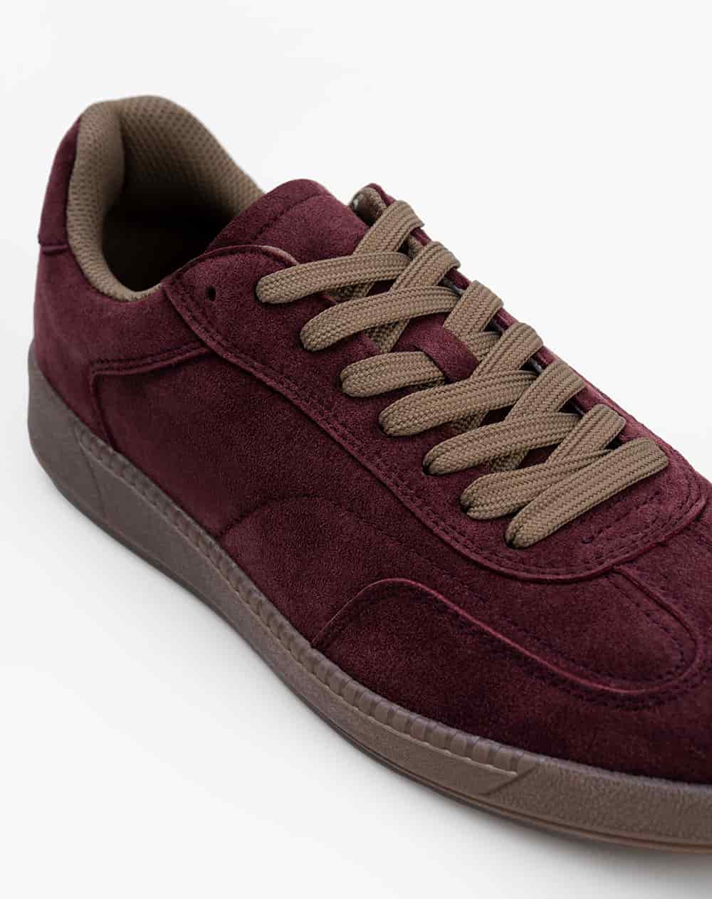 Tenis casuales tipo gamuza vinotinto hombre - miniatura 7
