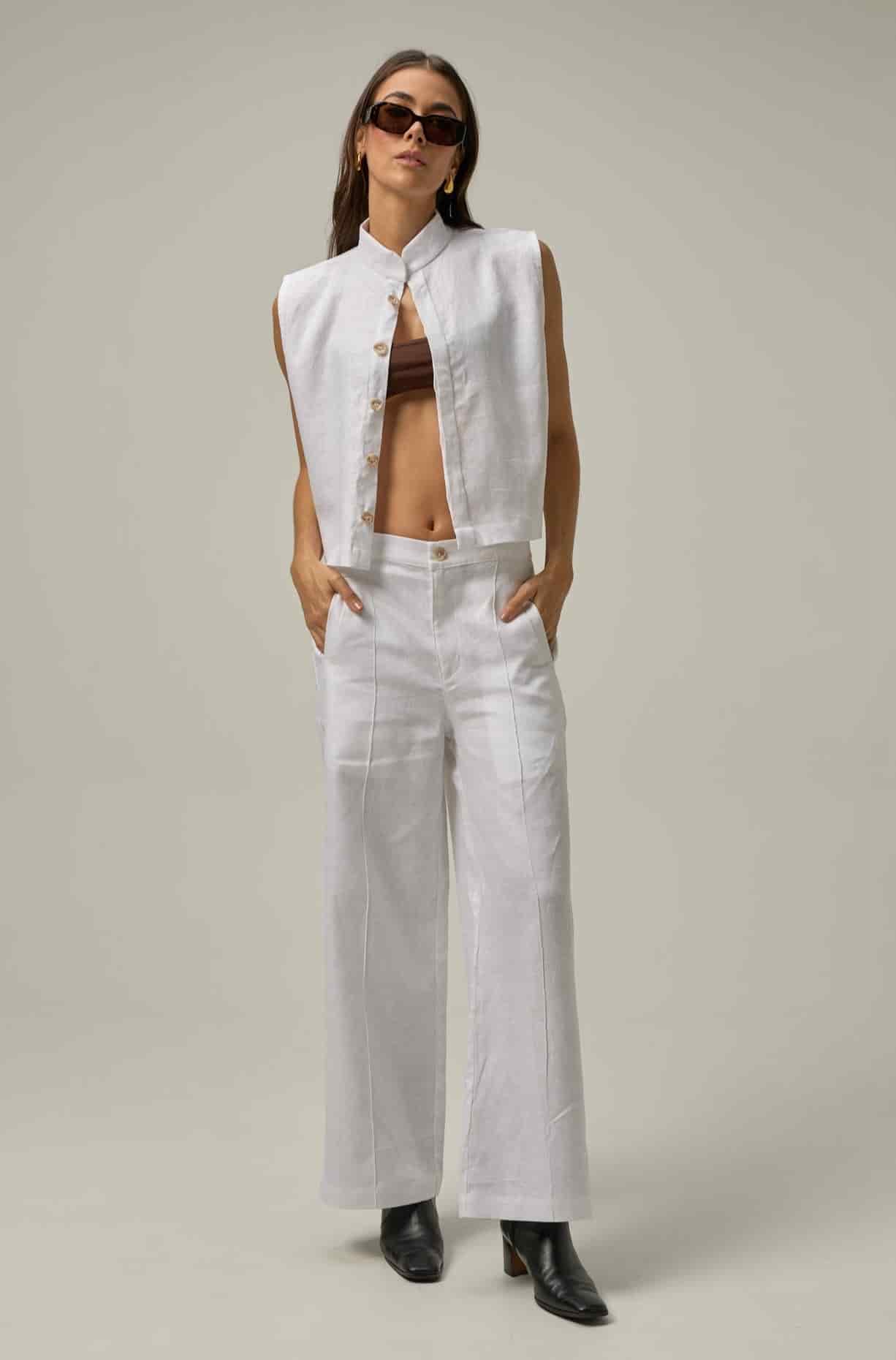 Pantalón Serre de lino | blanco - miniatura 1
