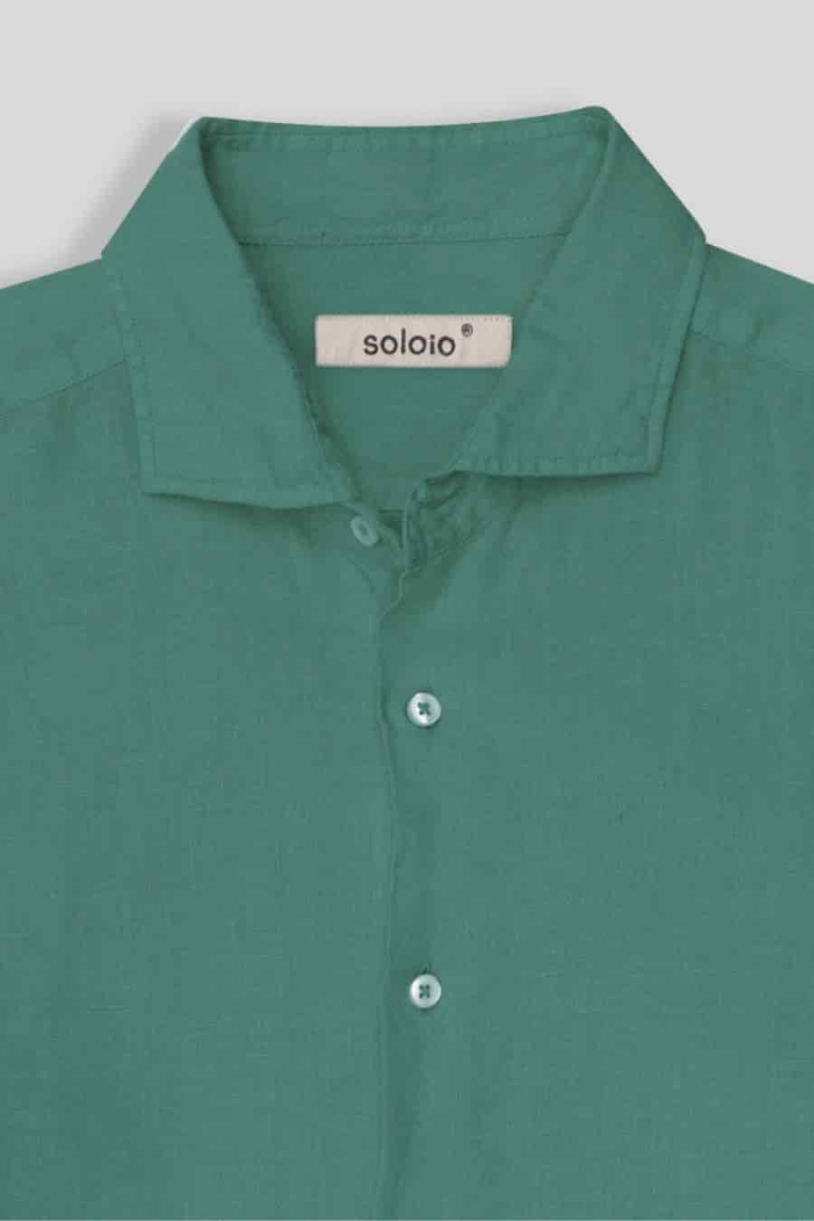 men’s linen shirt green persa basic - miniatura 2