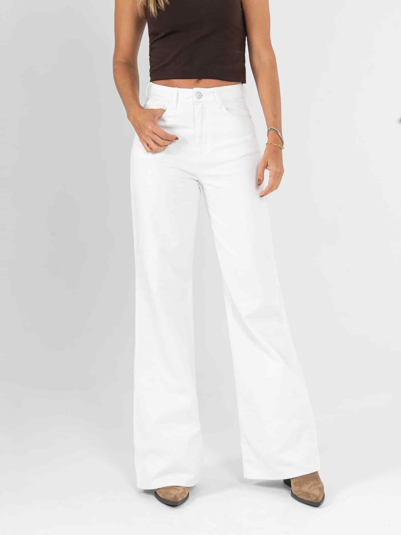 Ref: 0620236 Pantalón mom flare, rígido, tiro alto, ivory. - miniatura 1