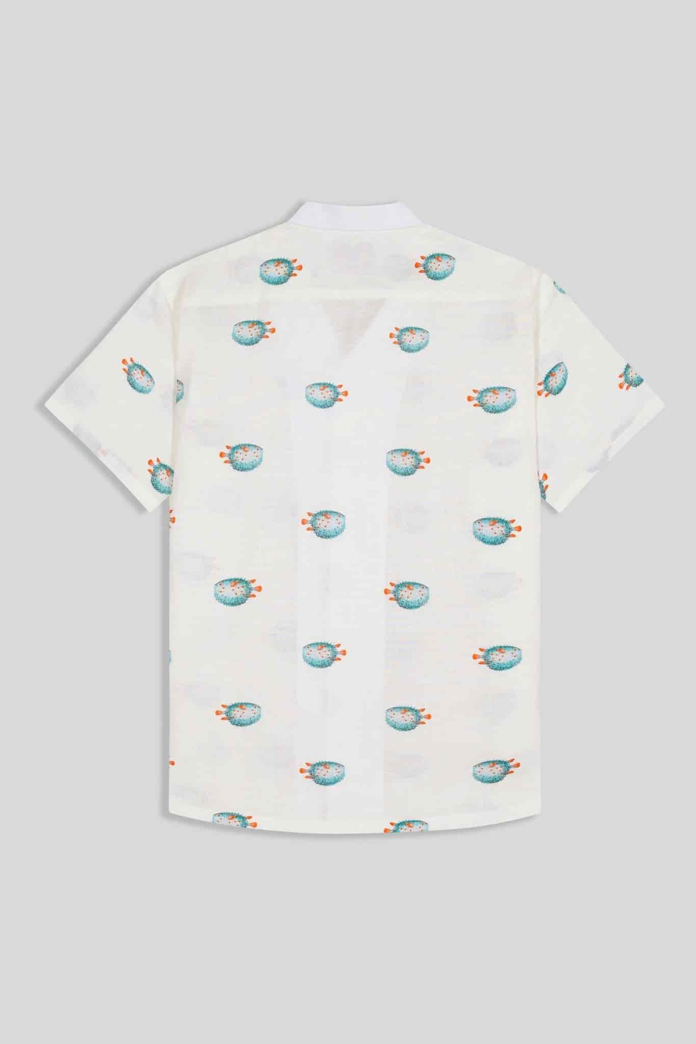 Men's linen shirt green separate pufferfish - miniatura 3