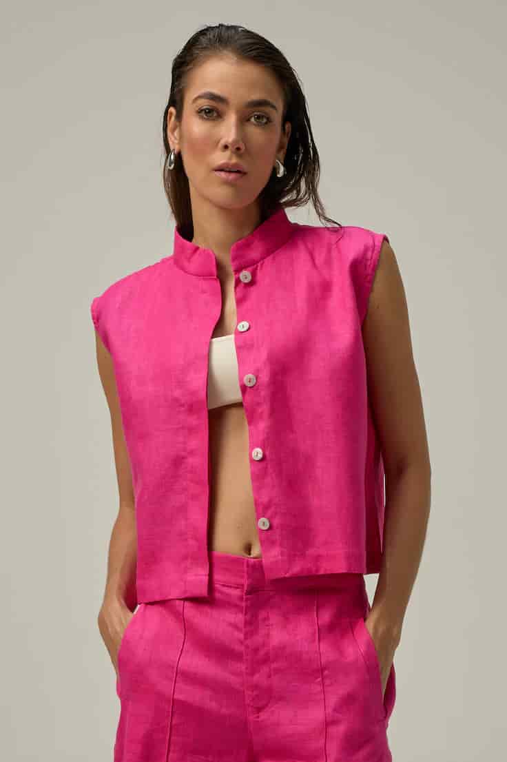 Chaleco Muse de lino | rosado Hot Pink - miniatura 1