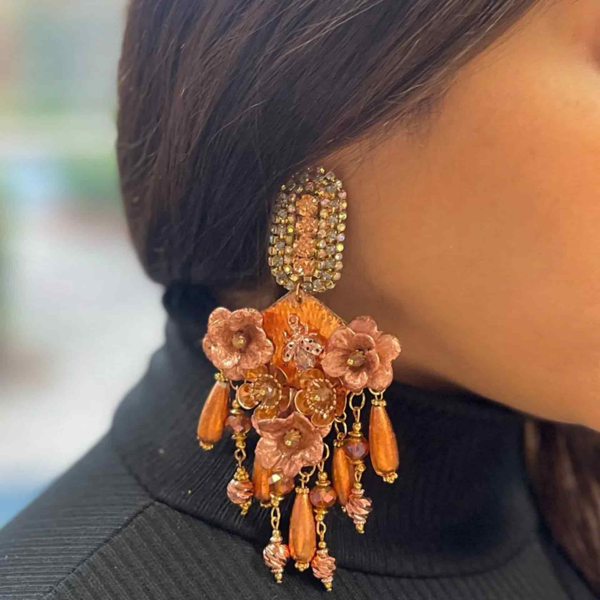 Gold Rose Waterfall Earrings - miniatura 3