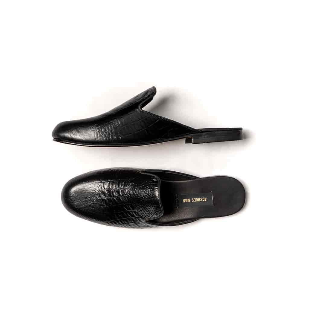 Slipper mules cuero grabado croc - miniatura 2