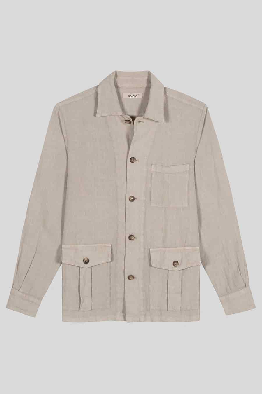 men's linen jacket beige new sahara - miniatura 1