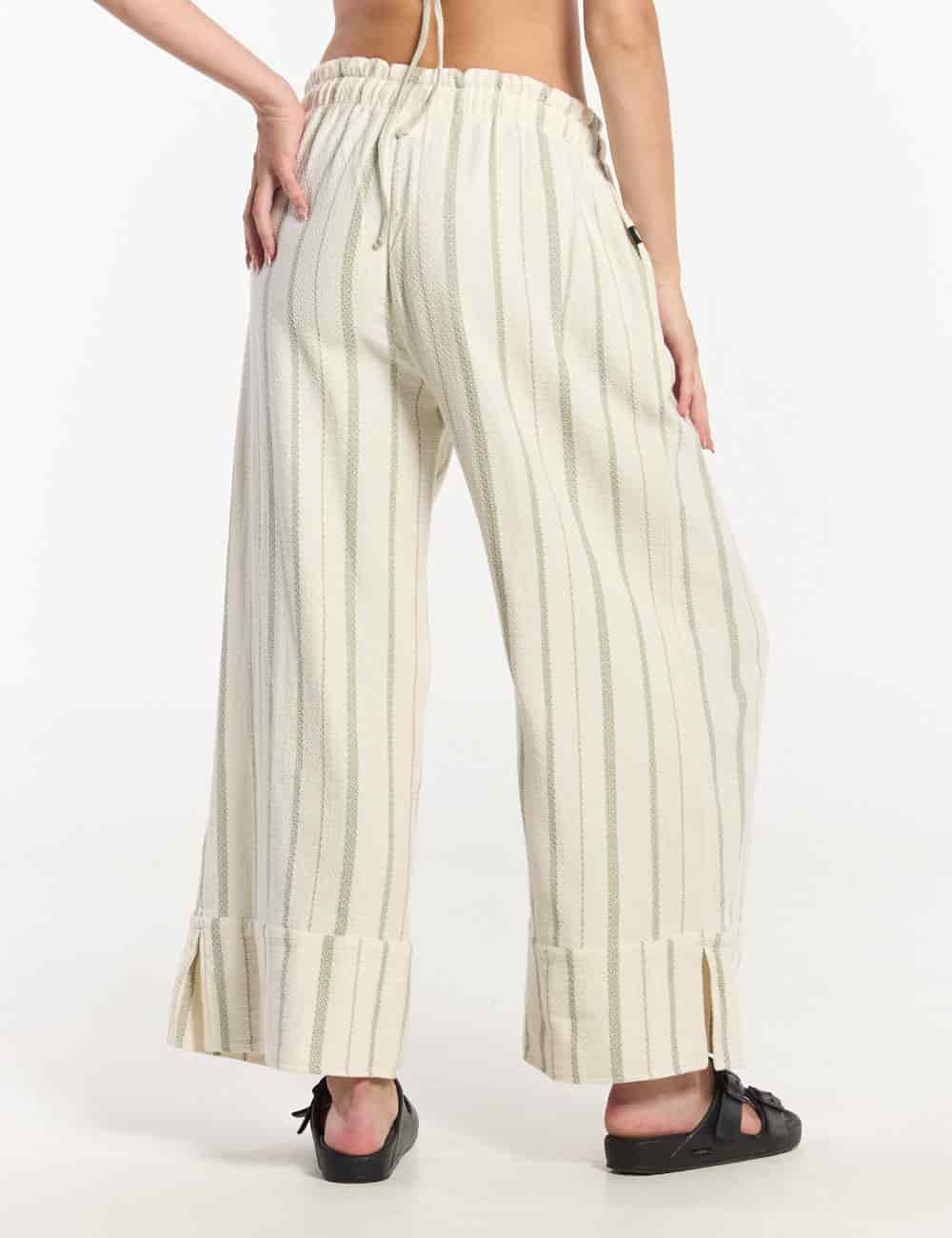Pantalón Palazzo Raíz  crudo + verde Mujer - miniatura 8