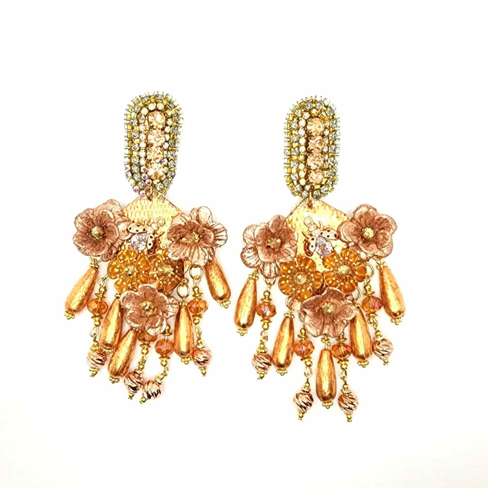 Gold Rose Waterfall Earrings - miniatura 2