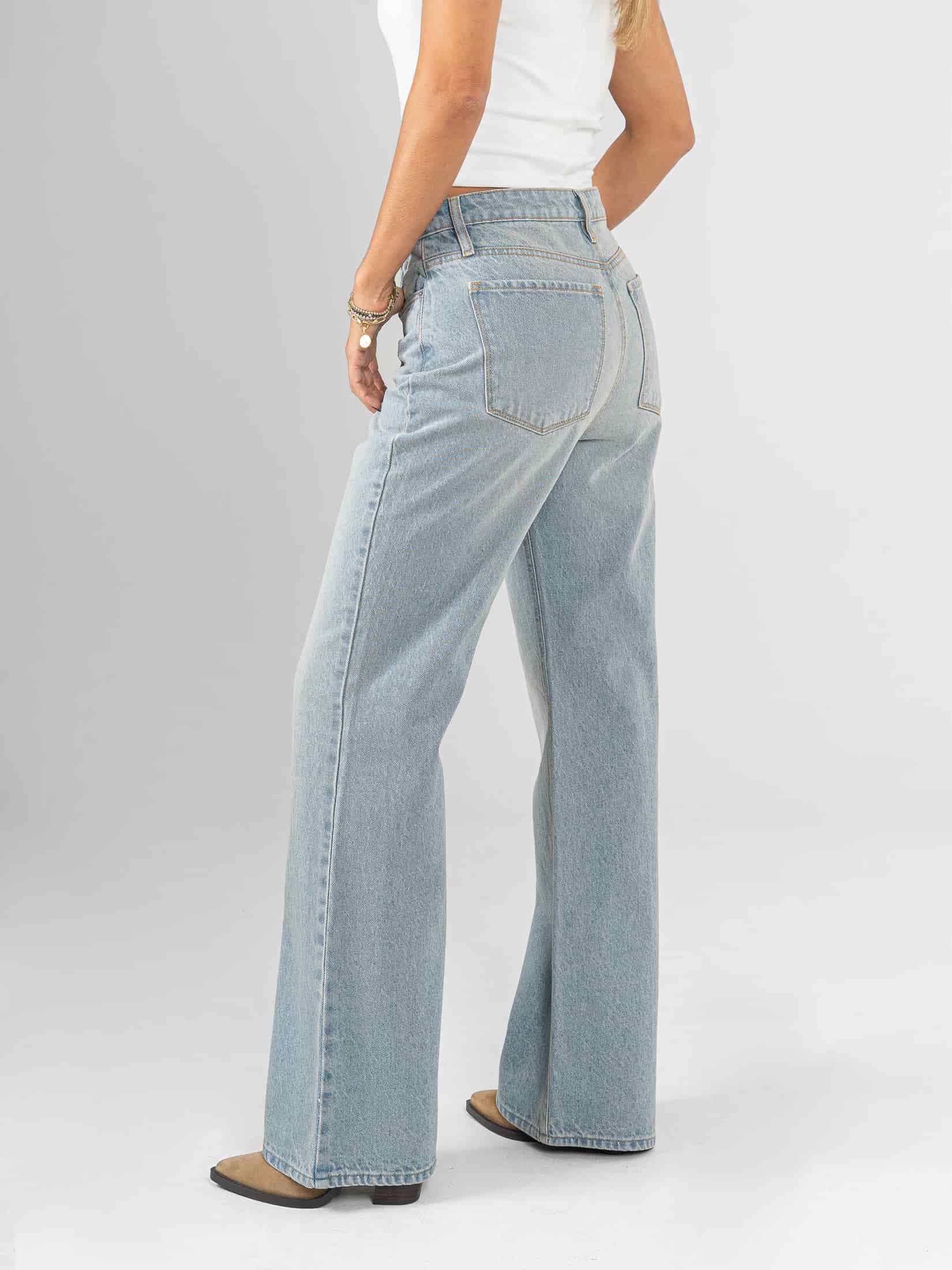 Ref: 066427 Jean Mom Flare, rígido, tiro alto, tono azul medio. - miniatura 3