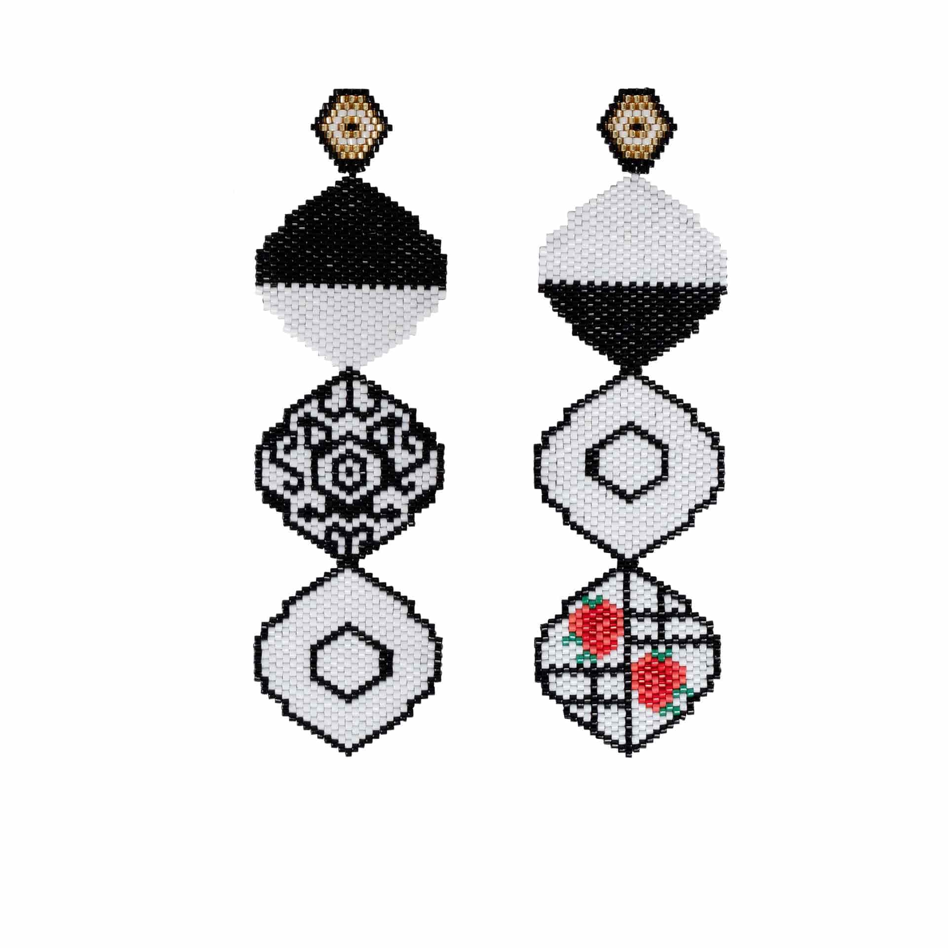 Aretes Rococó Black & White - miniatura 1