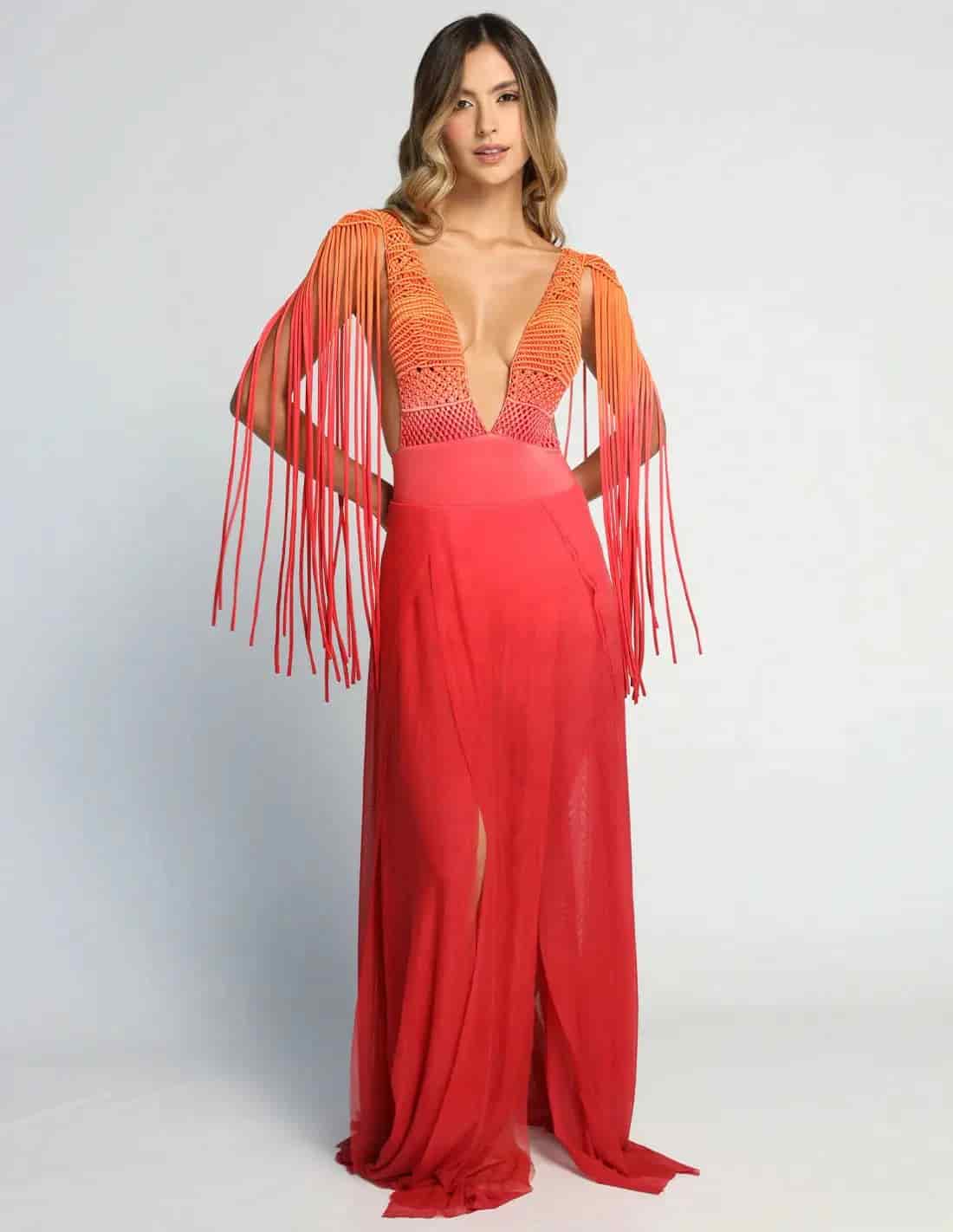 Vestido Umbra Salmon + Tomato - miniatura 1