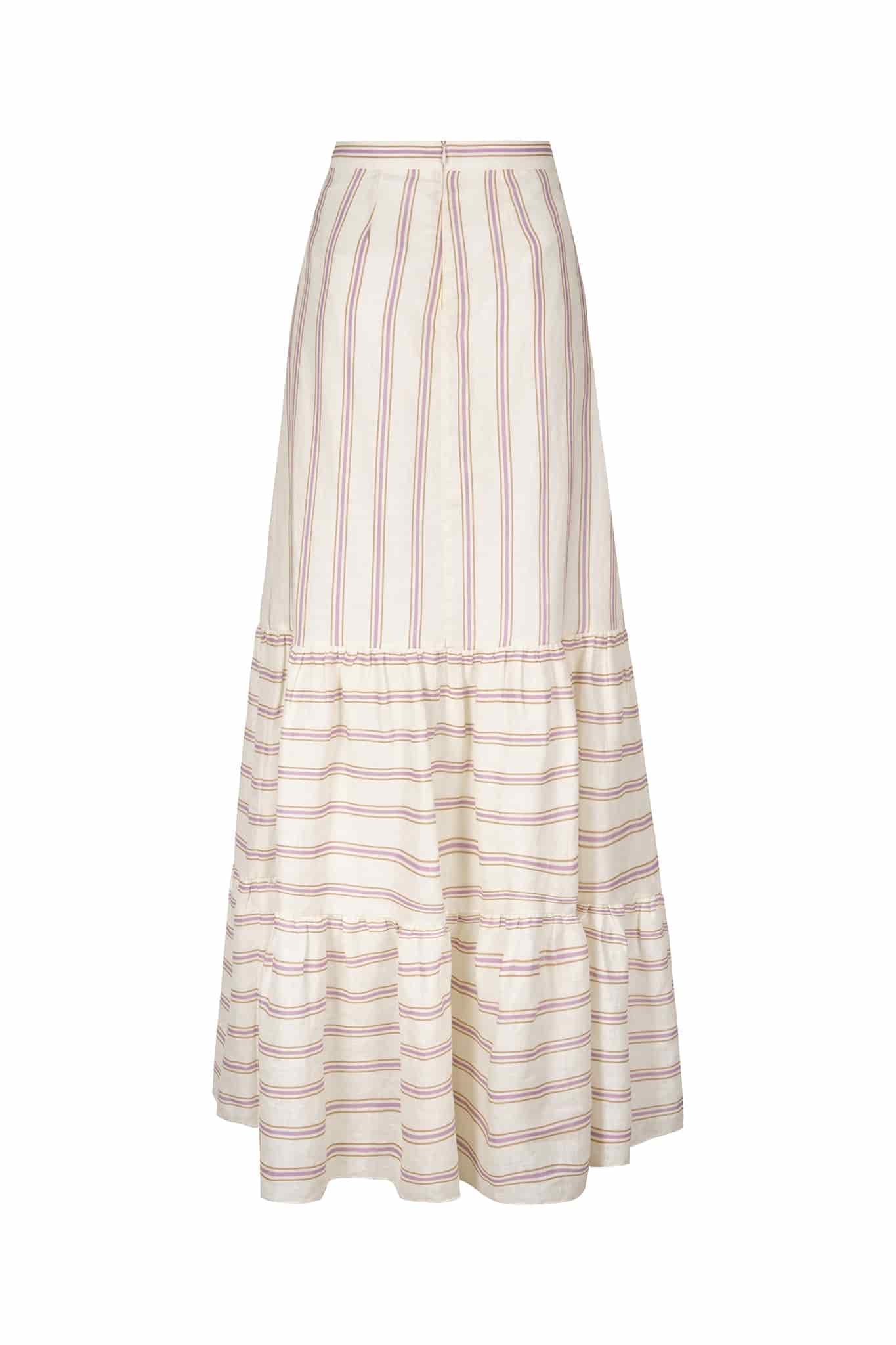 Julieta Linen Maxi Skirt / Lila Stripes - miniatura 3