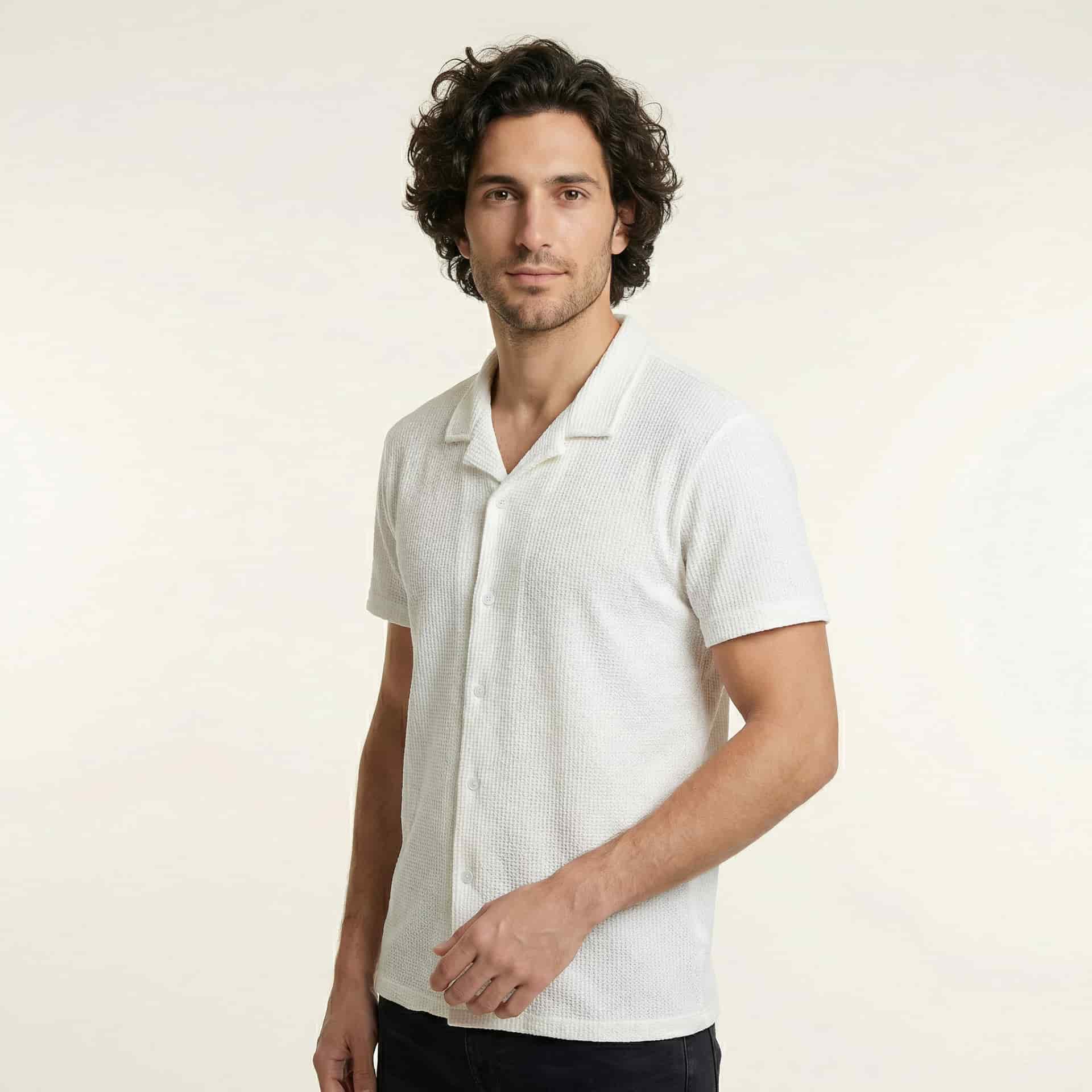 Camisa Texturizada Bowling Blanca C227 - miniatura 4