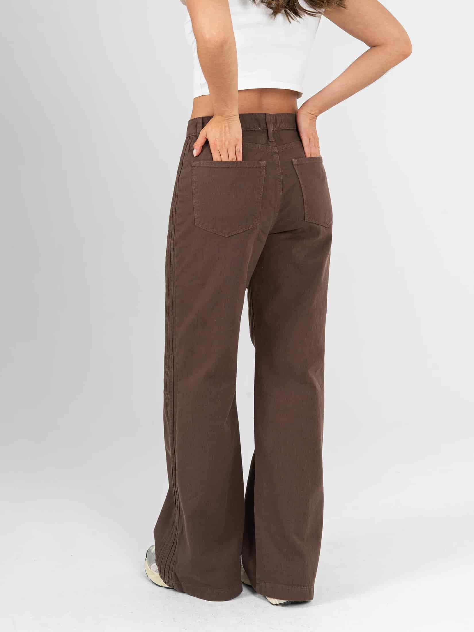 Ref: 0620475 Pantalón palazzo rígido , tiro alto, tono café, diseño cinco bolsillos - miniatura 2