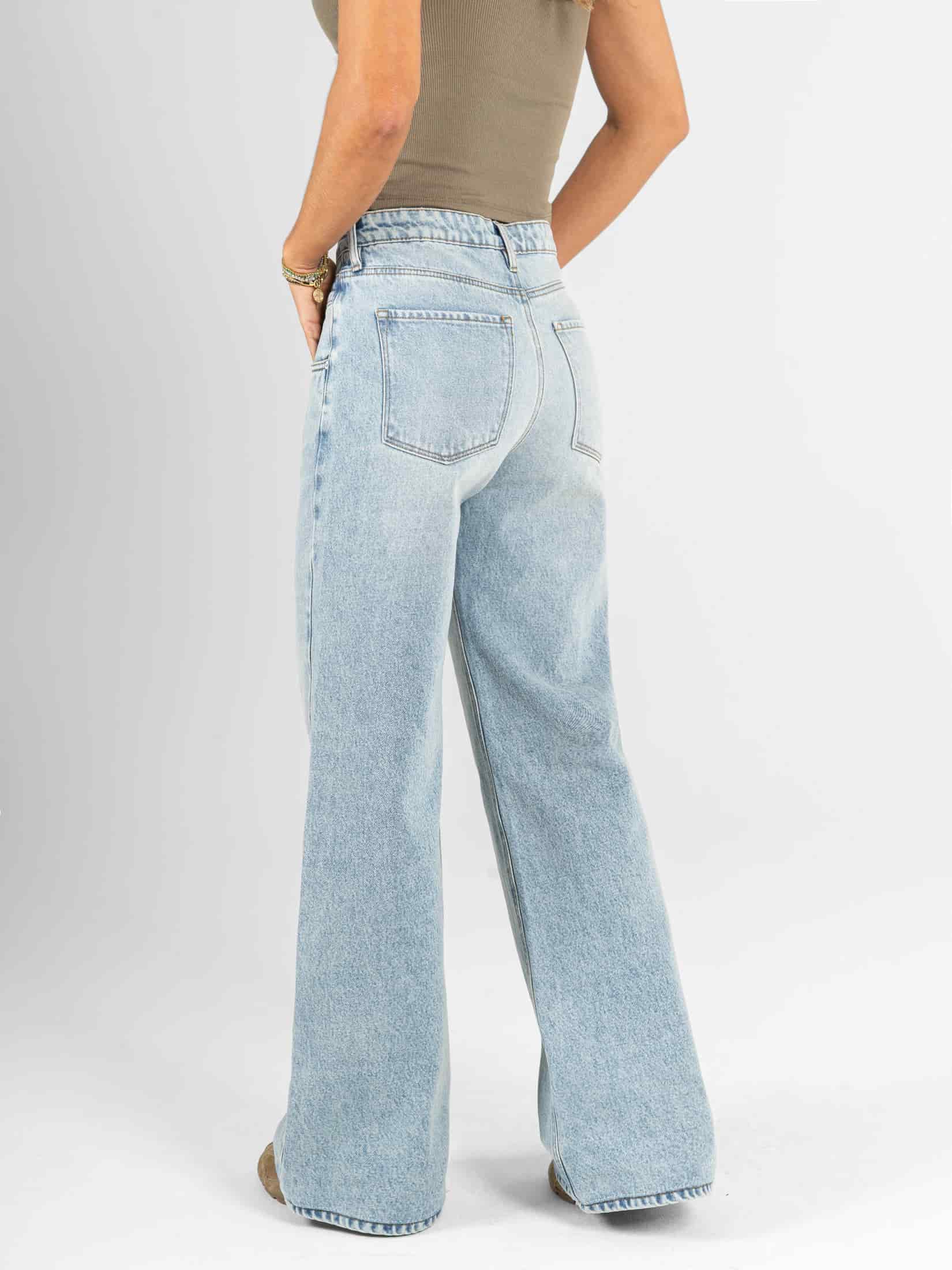 Ref: 066503 Jean mom flare, rígido, detalle en pretina, tono azul medio - miniatura 4