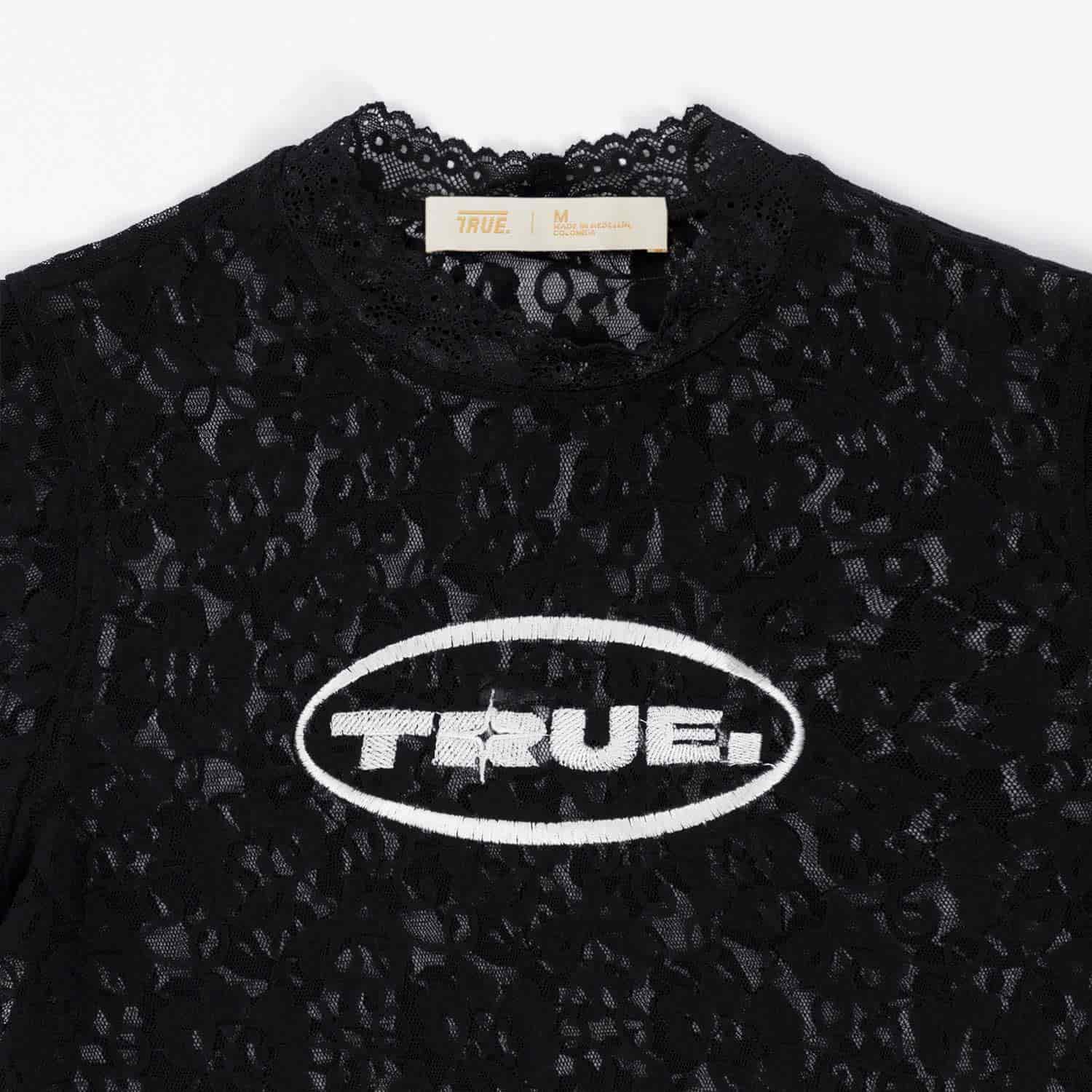 Floral Lace Baby Tee - Black - miniatura 4