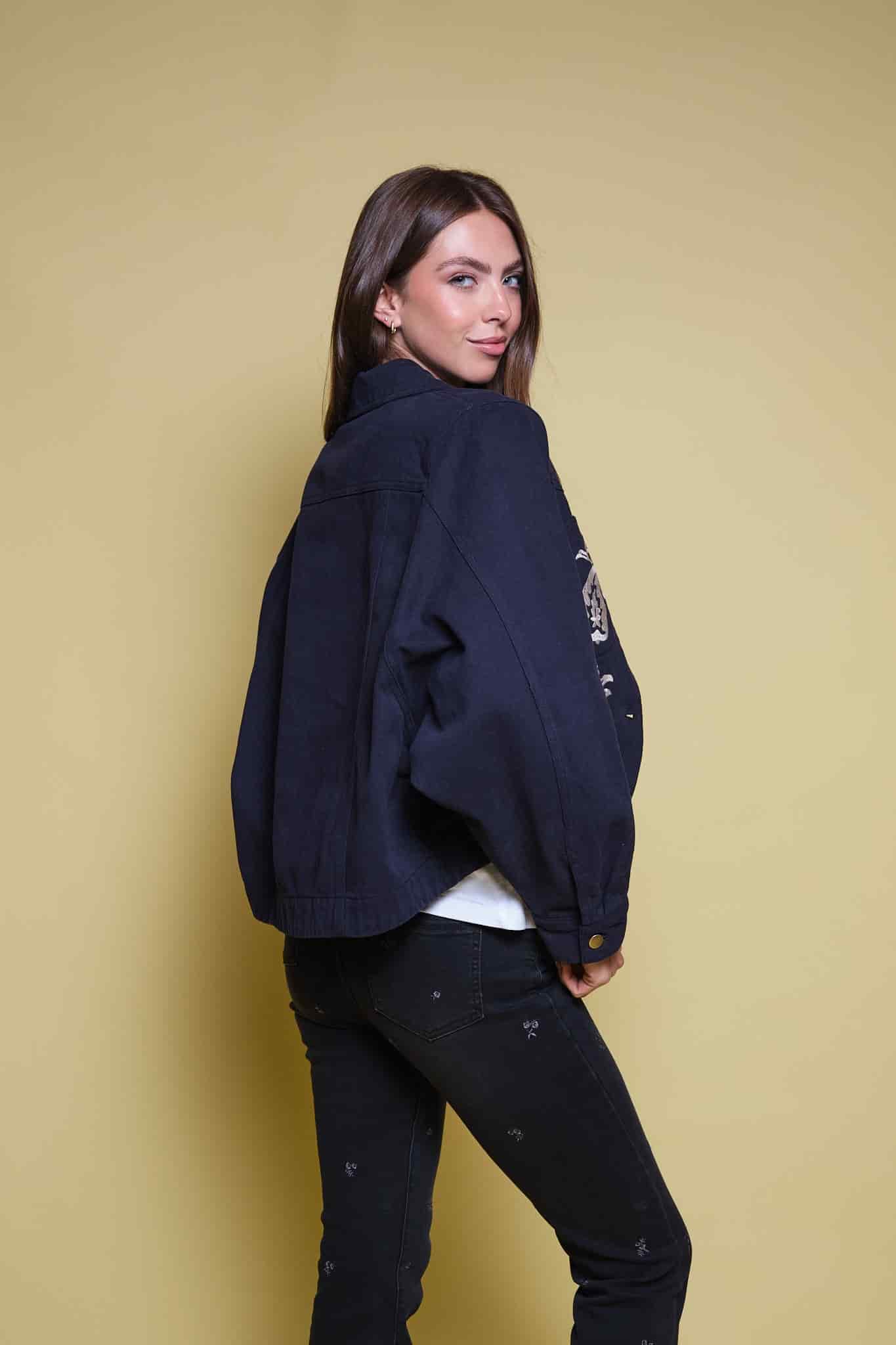 CHAQUETA DRIL AZUL OSCURO BORDADO PAISLEY - miniatura 6