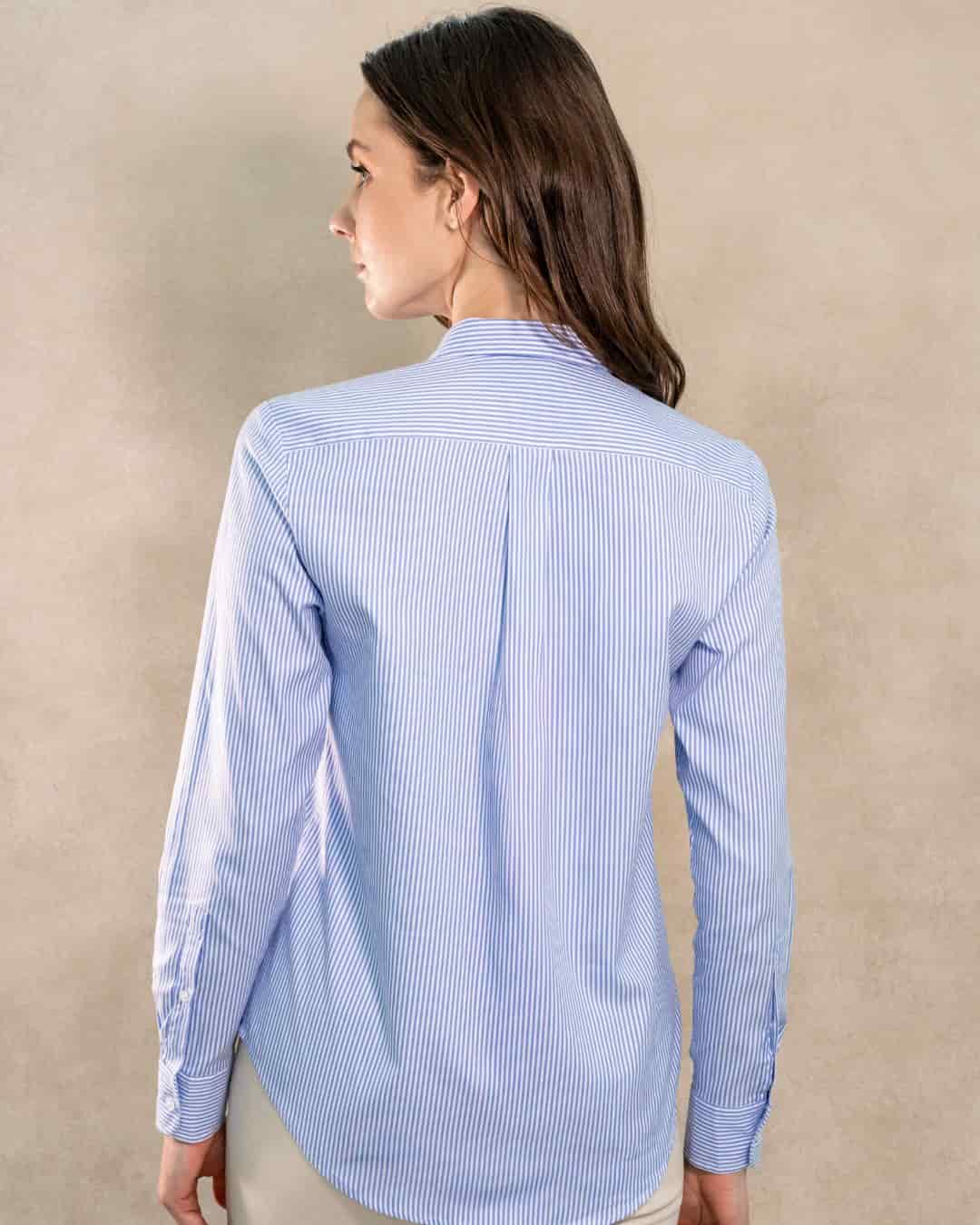 Camisa Antimanchas Oxford de Mujer Rayas Azul Yale - miniatura 4