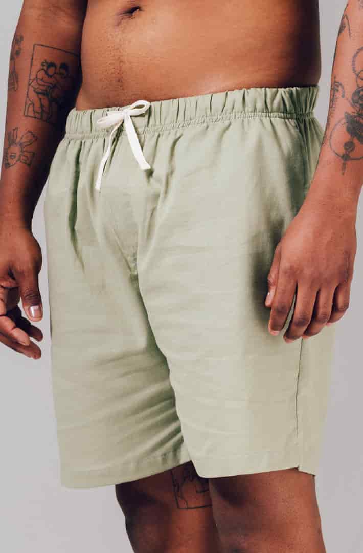 Short lino verde eucalipto - miniatura 2