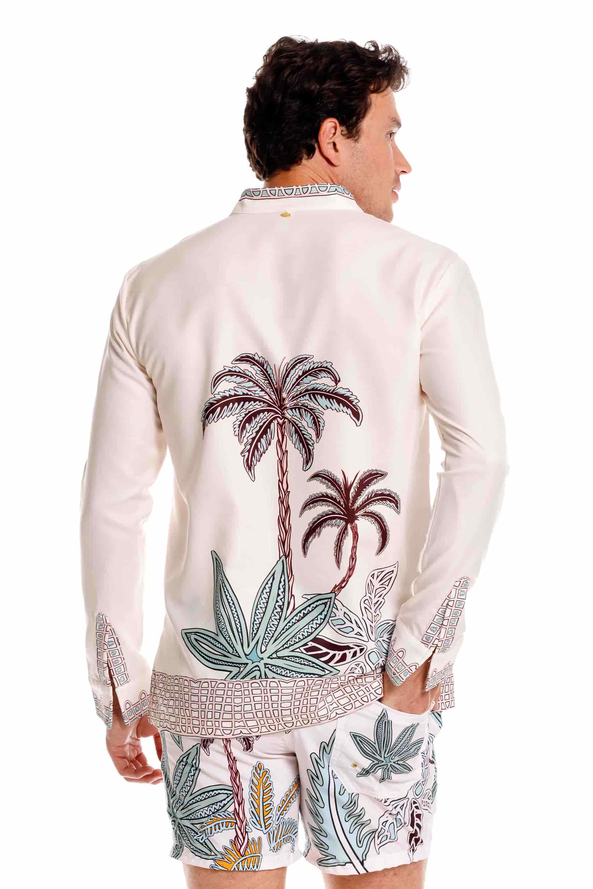 Camisa Nerú Hombre Maxipalms Beige - miniatura 2