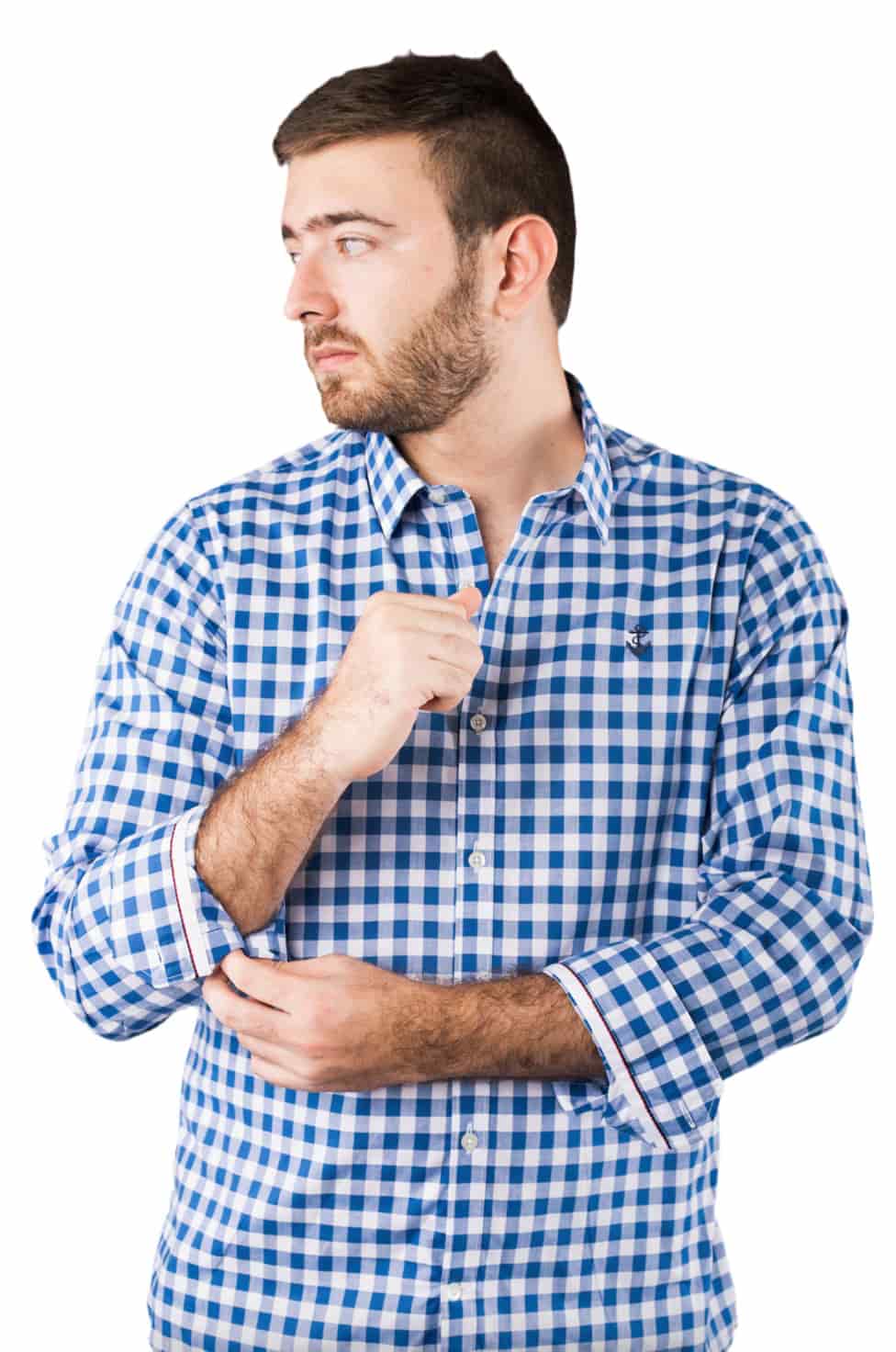 Camisa azul rey cuadros blancos a navy - miniatura 2