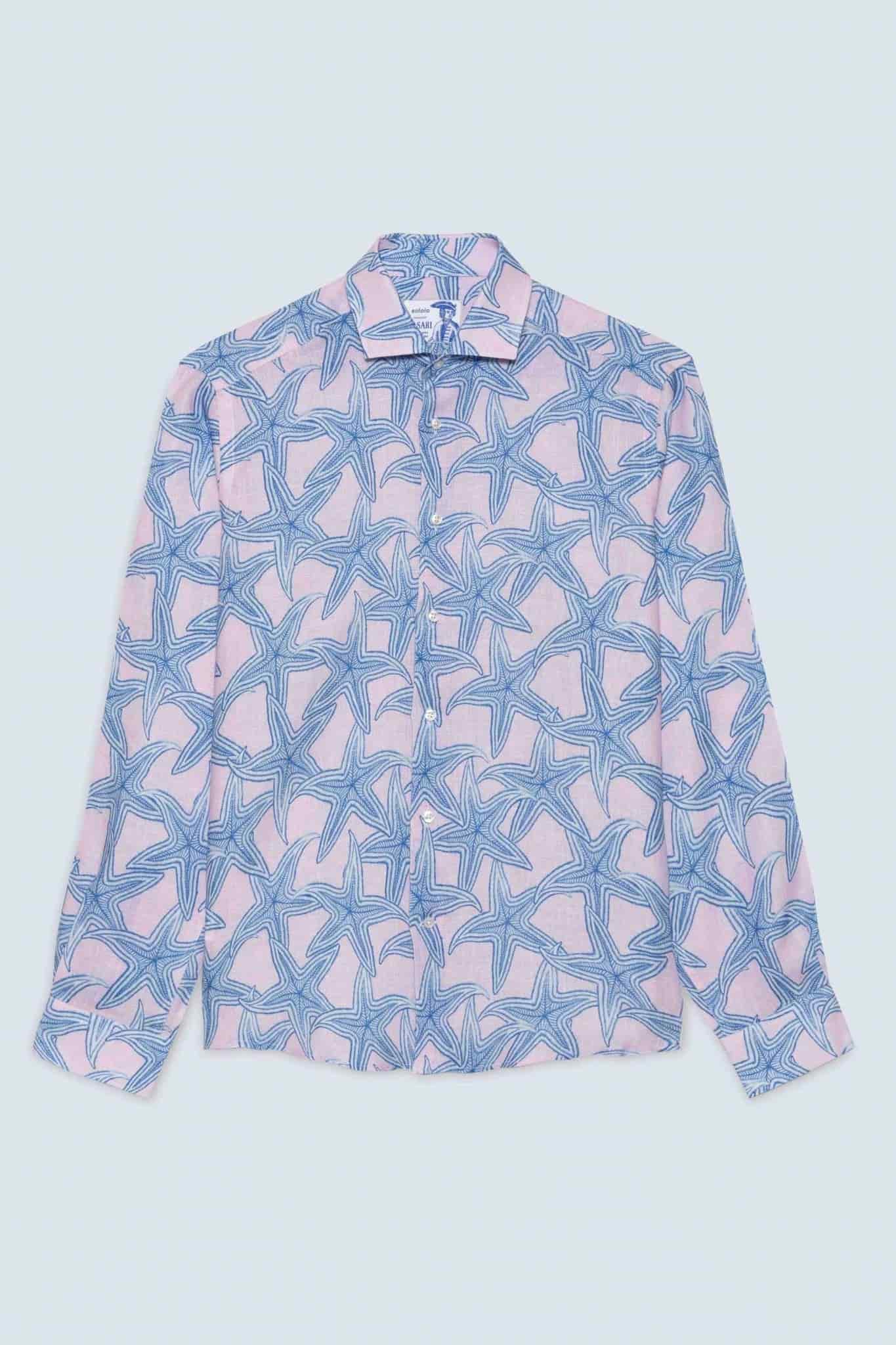 Men's linen shirt pink stella - miniatura 1