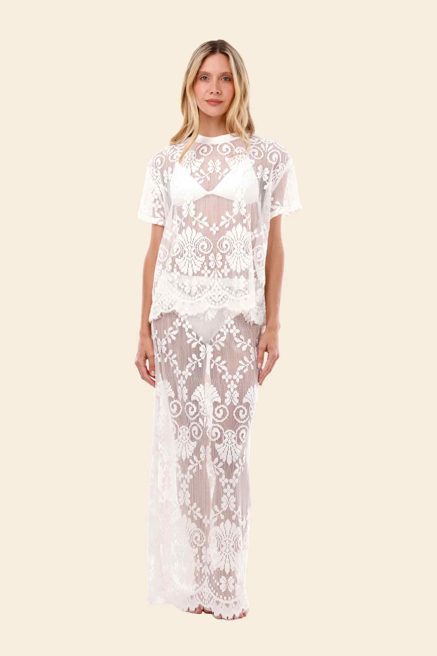 Ivory Encaje Sleek Skirt - miniatura 4