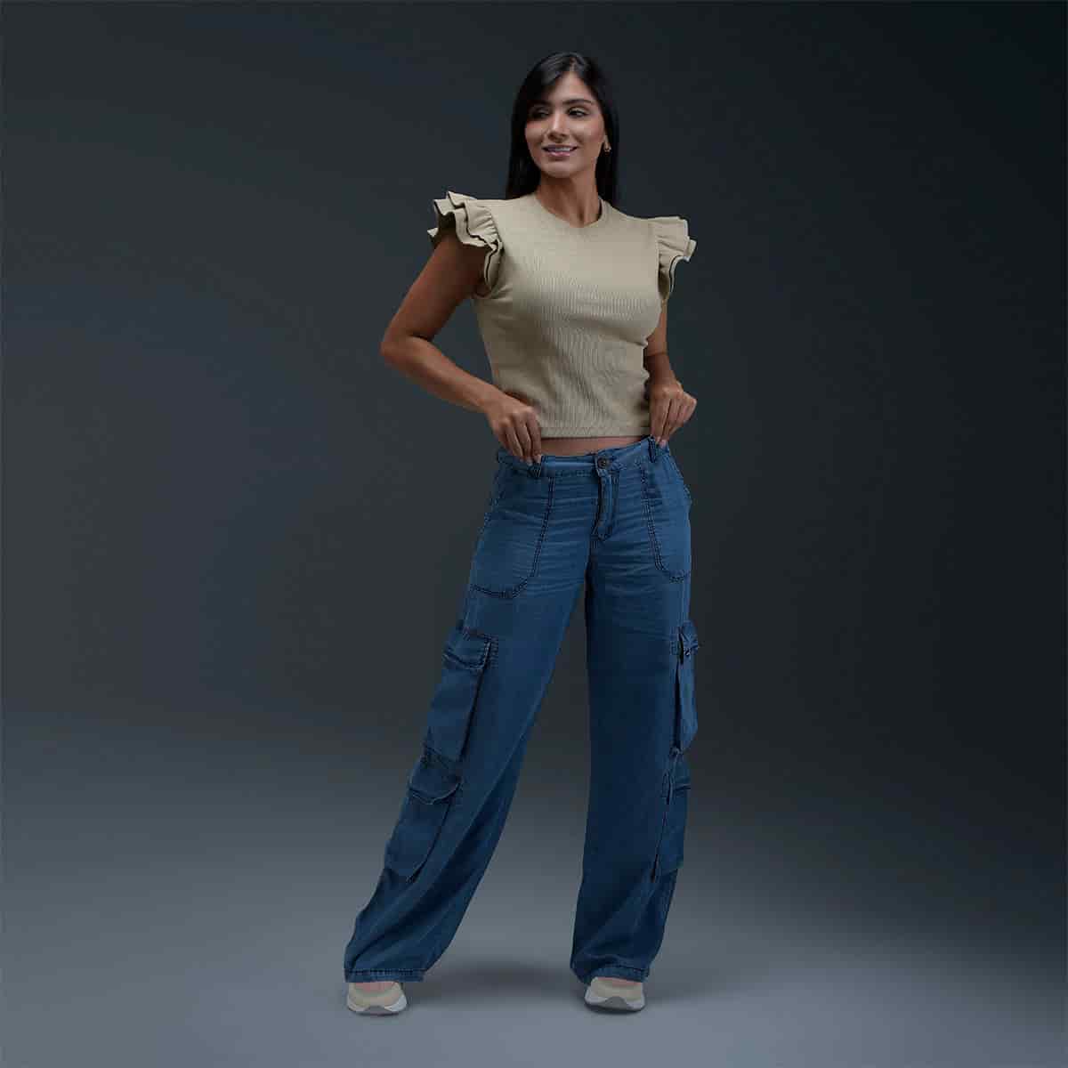 Jeans Cargo Azul Mujer - miniatura 4